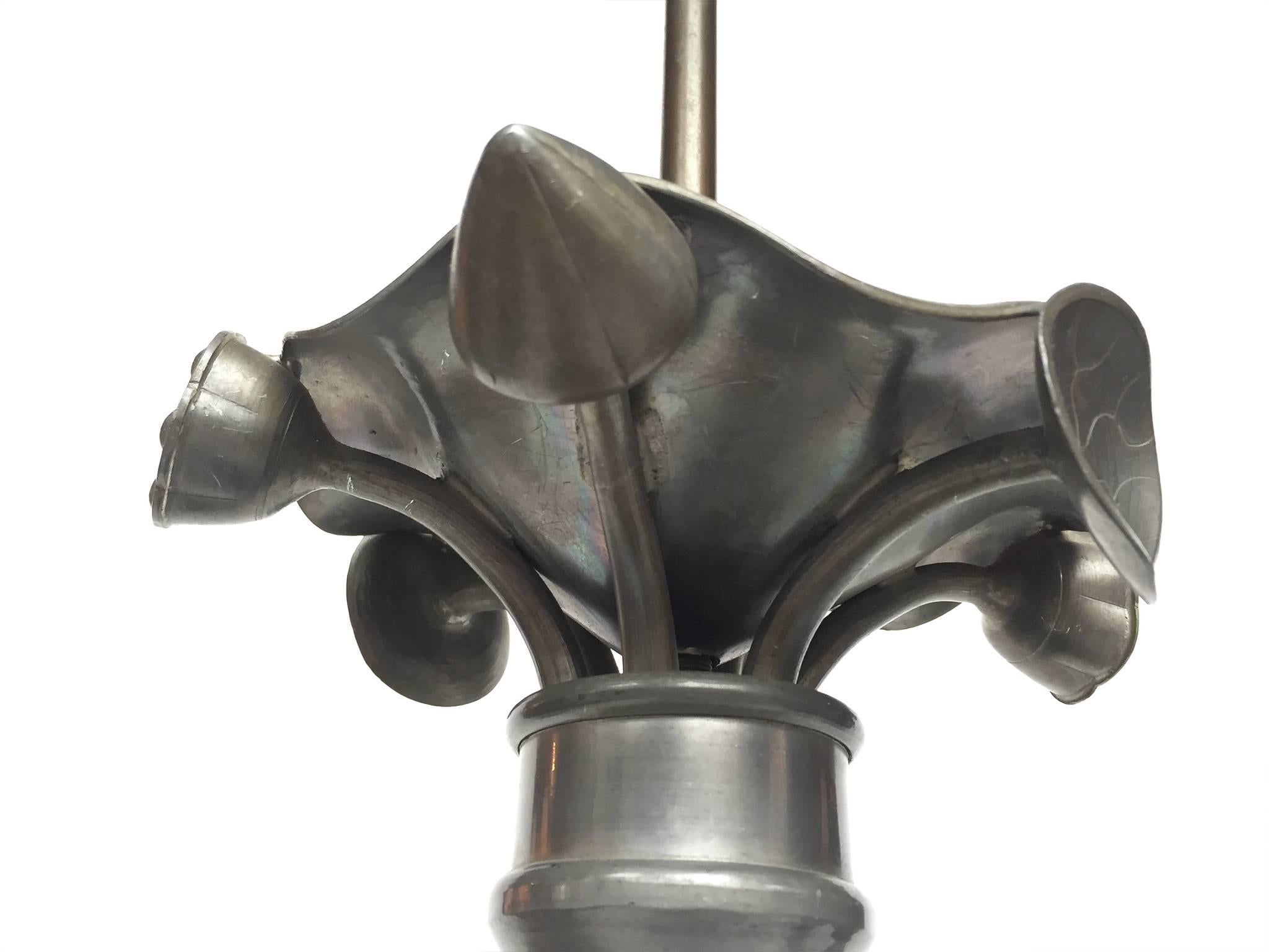 Pair of 19th Century Converted Pewter Vase Lamps in the Style of James Mont 5