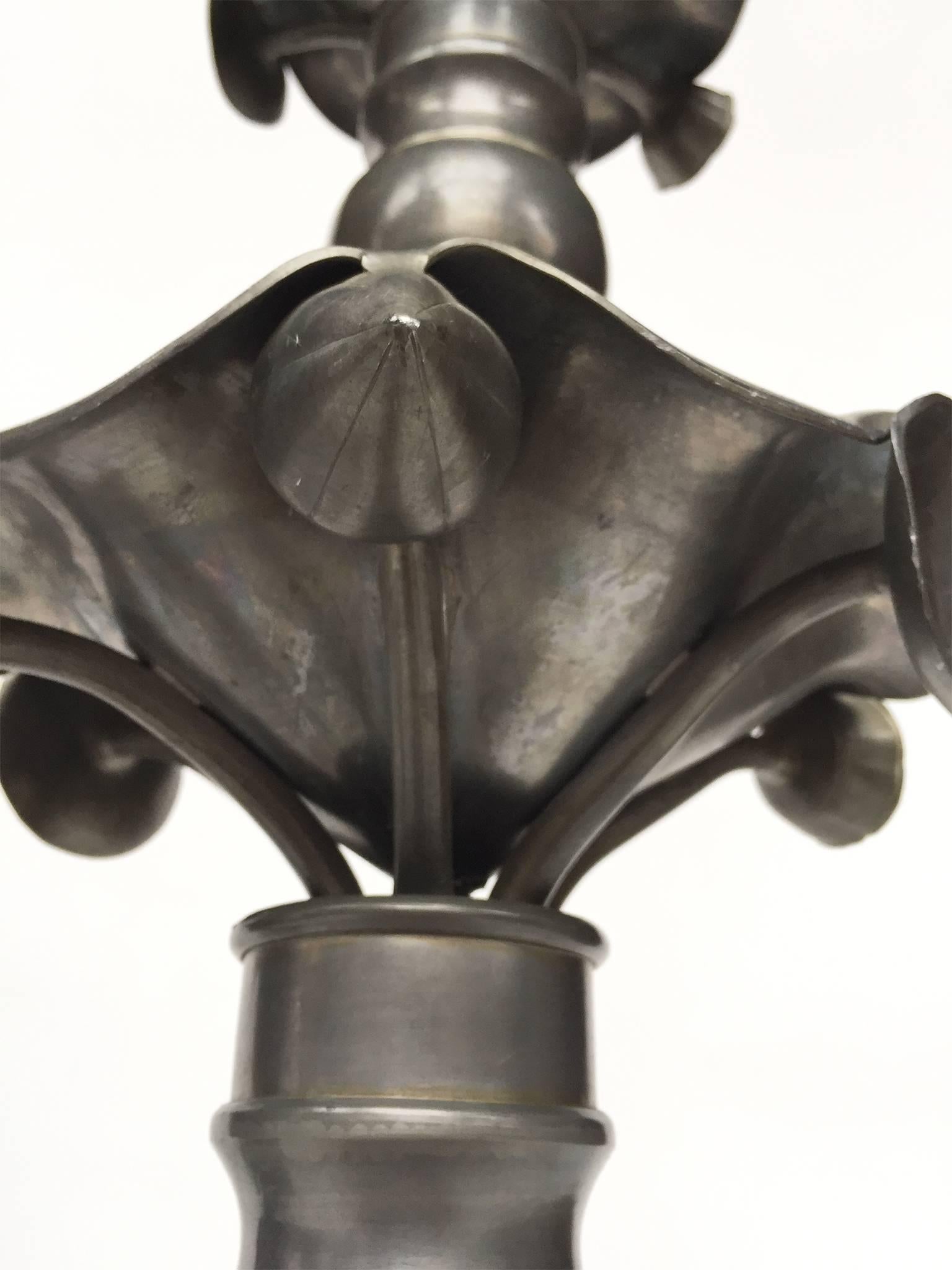 Pair of 19th Century Converted Pewter Vase Lamps in the Style of James Mont 6