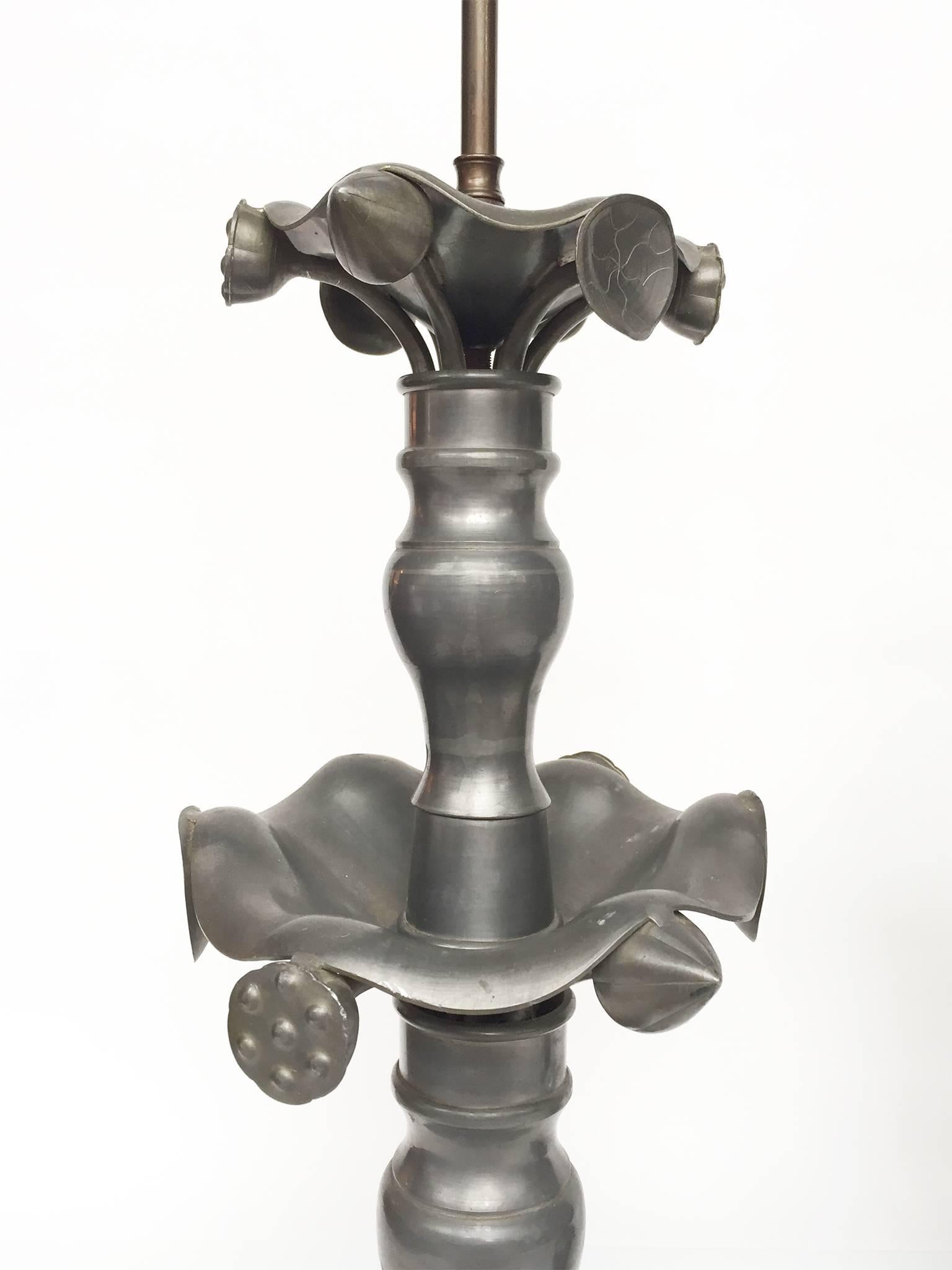 Pair of 19th Century Converted Pewter Vase Lamps in the Style of James Mont 2