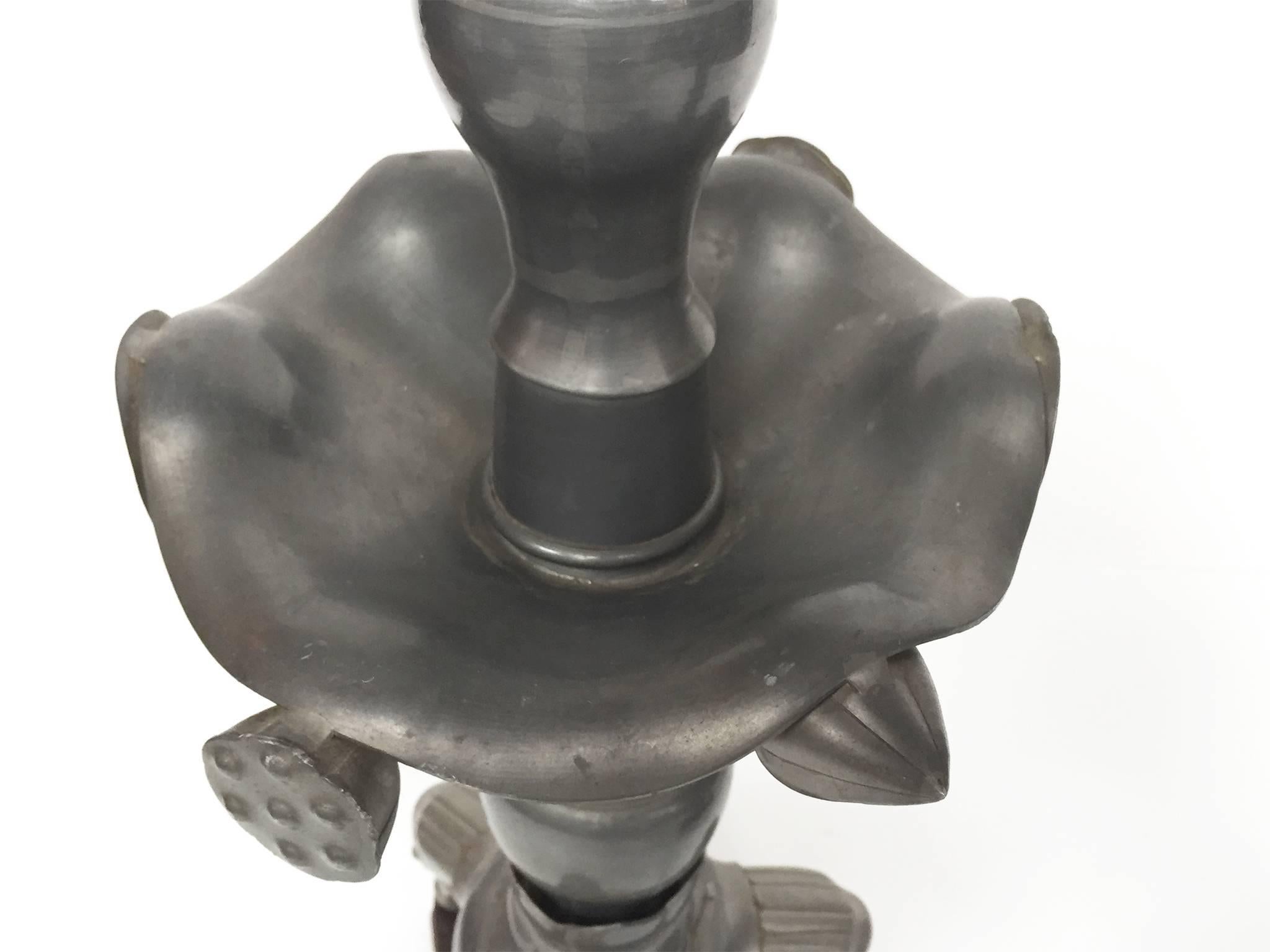 Pair of 19th Century Converted Pewter Vase Lamps in the Style of James Mont 3