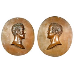 Large Pair of Signed 19th Century Relief Portrait Busts of Wellington & Napoleon
