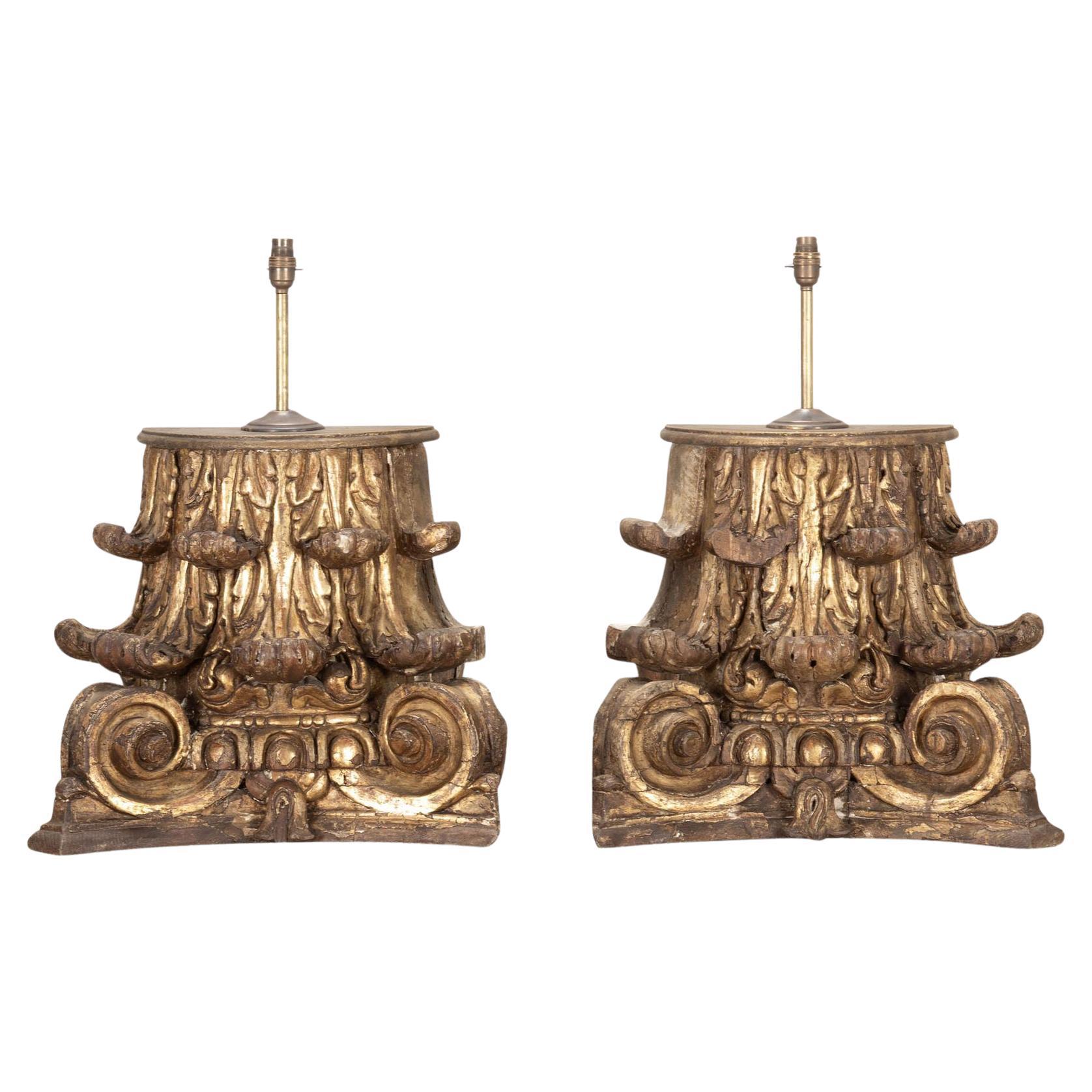 Pair of 19th Century Corinthian Table Lamps For Sale