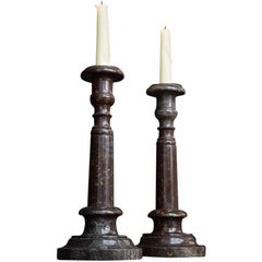 Used Pair of 19th Century Cornish Serpentine Candlesticks