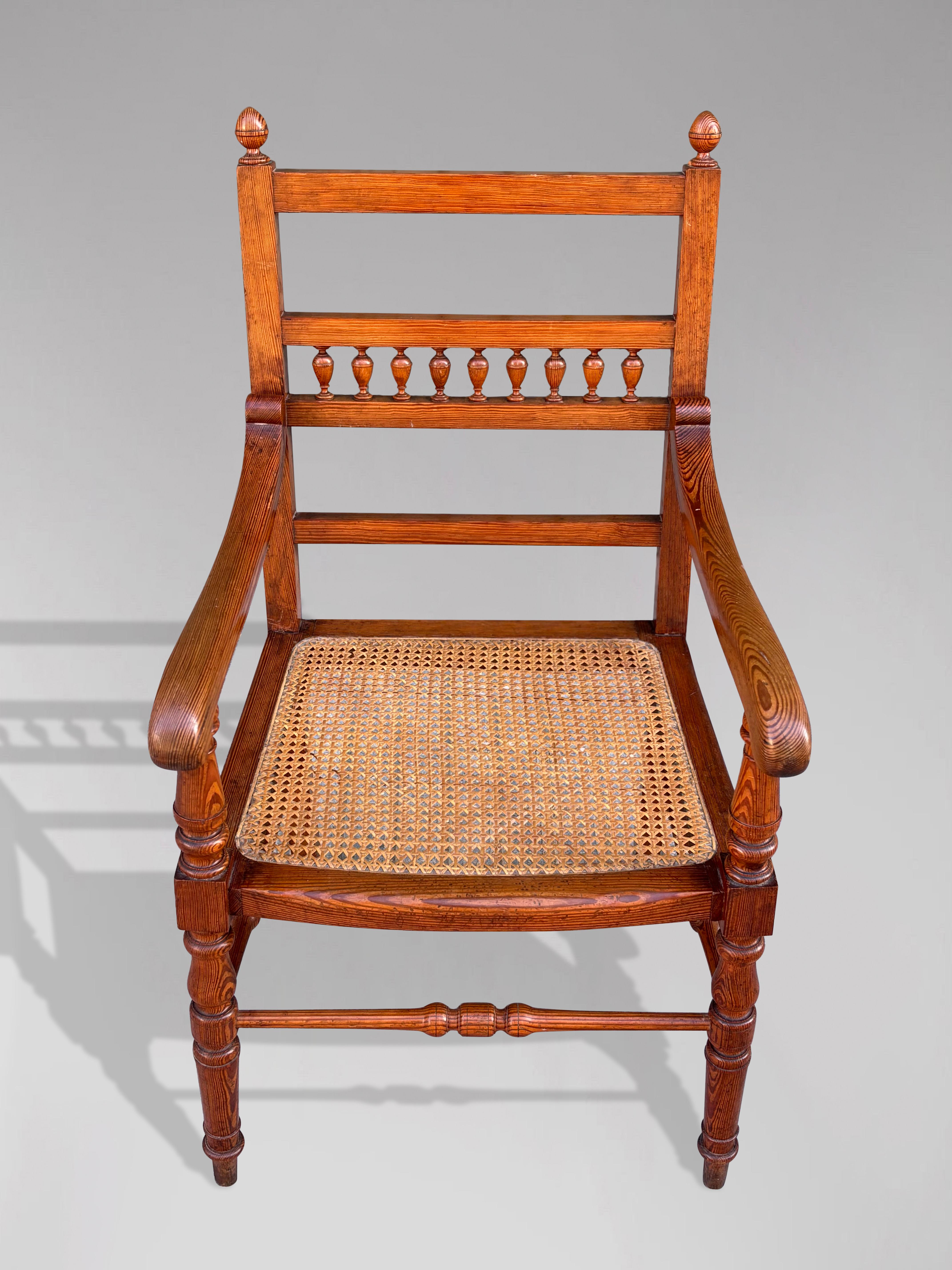 Pair of 19th Century Country Farmhouse Pitch Pine Armchairs For Sale 4