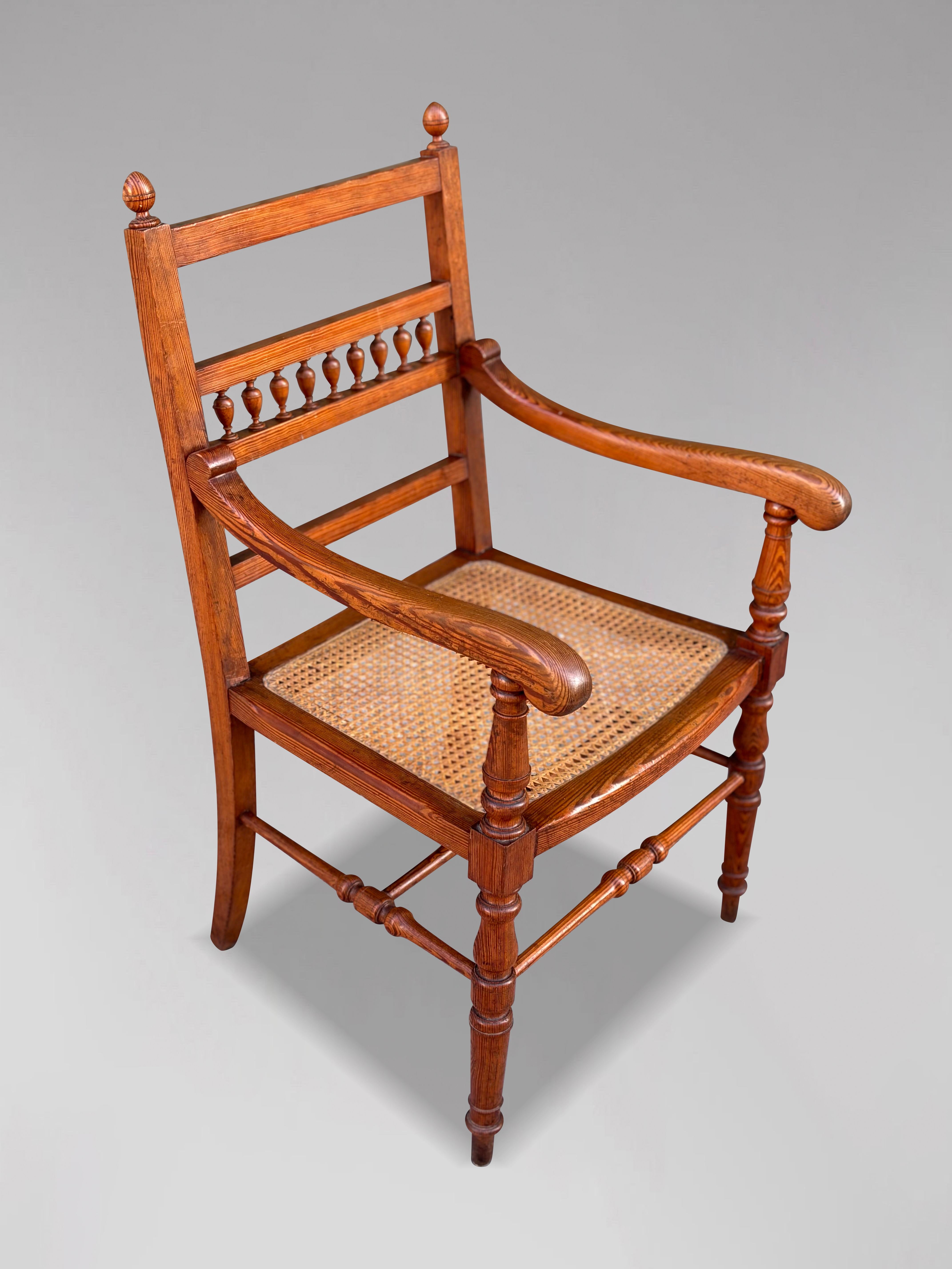 Pair of 19th Century Country Farmhouse Pitch Pine Armchairs For Sale 5