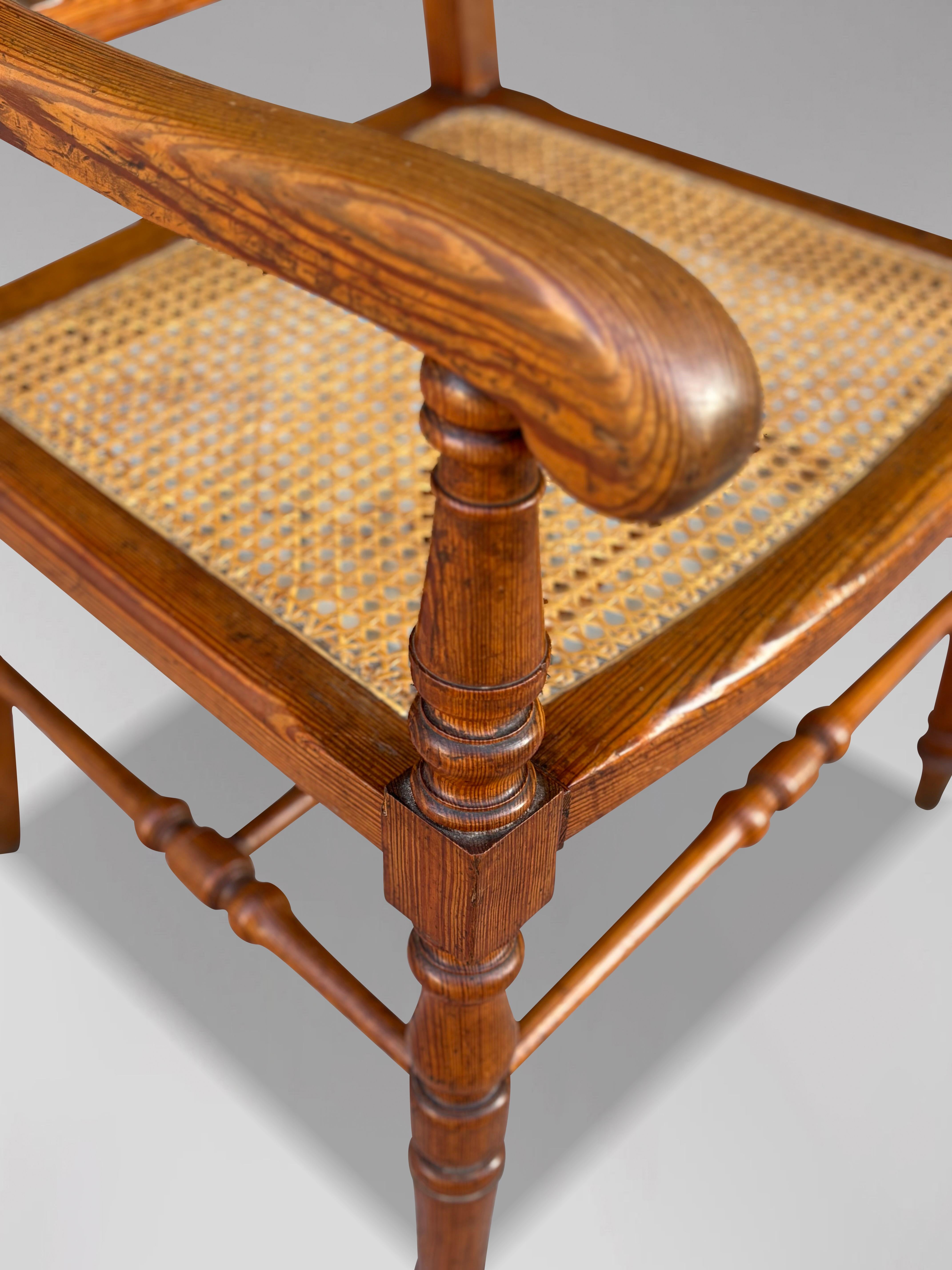 Wood Pair of 19th Century Country Farmhouse Pitch Pine Armchairs For Sale