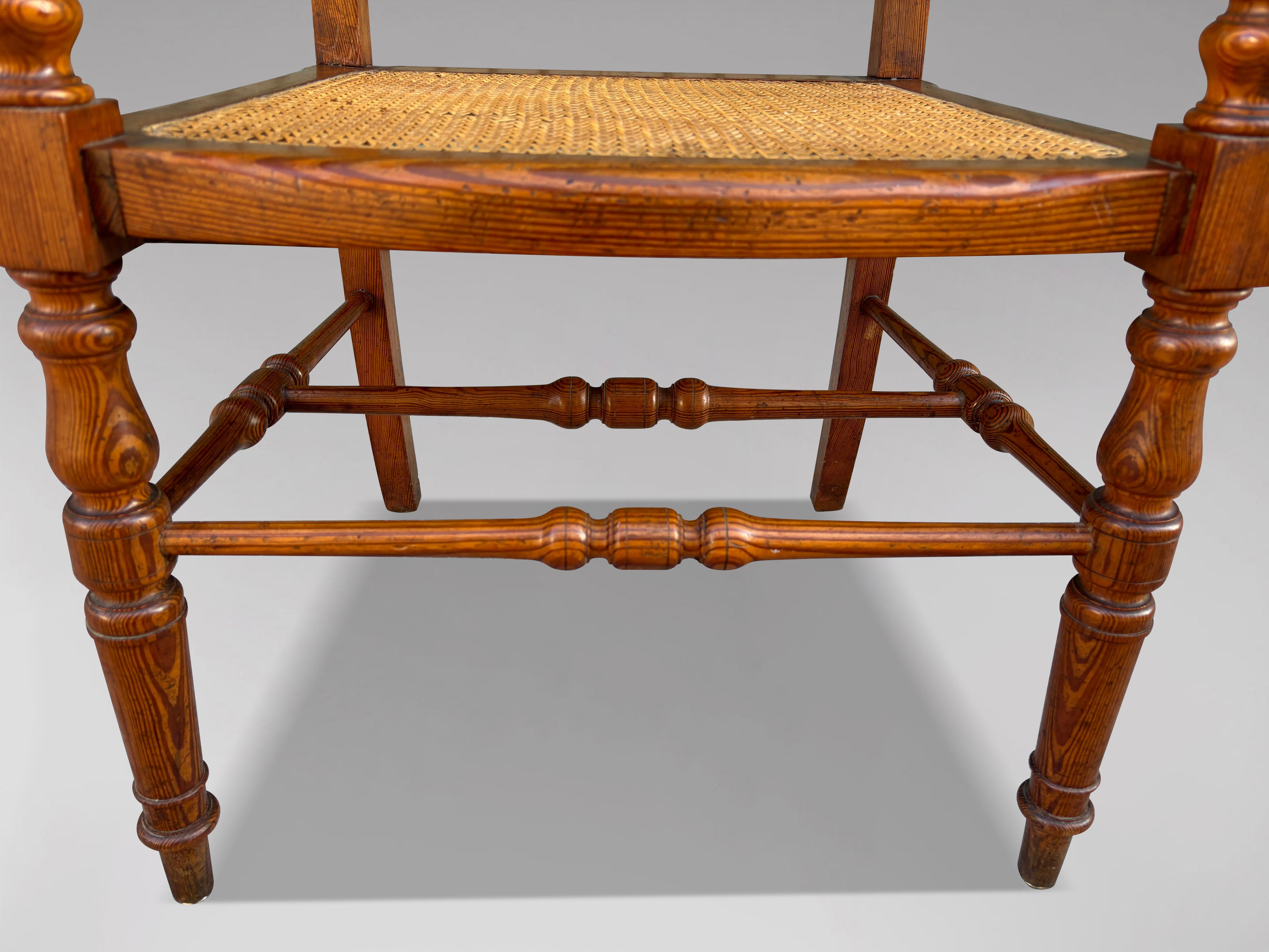 Pair of 19th Century Country Farmhouse Pitch Pine Armchairs For Sale 1