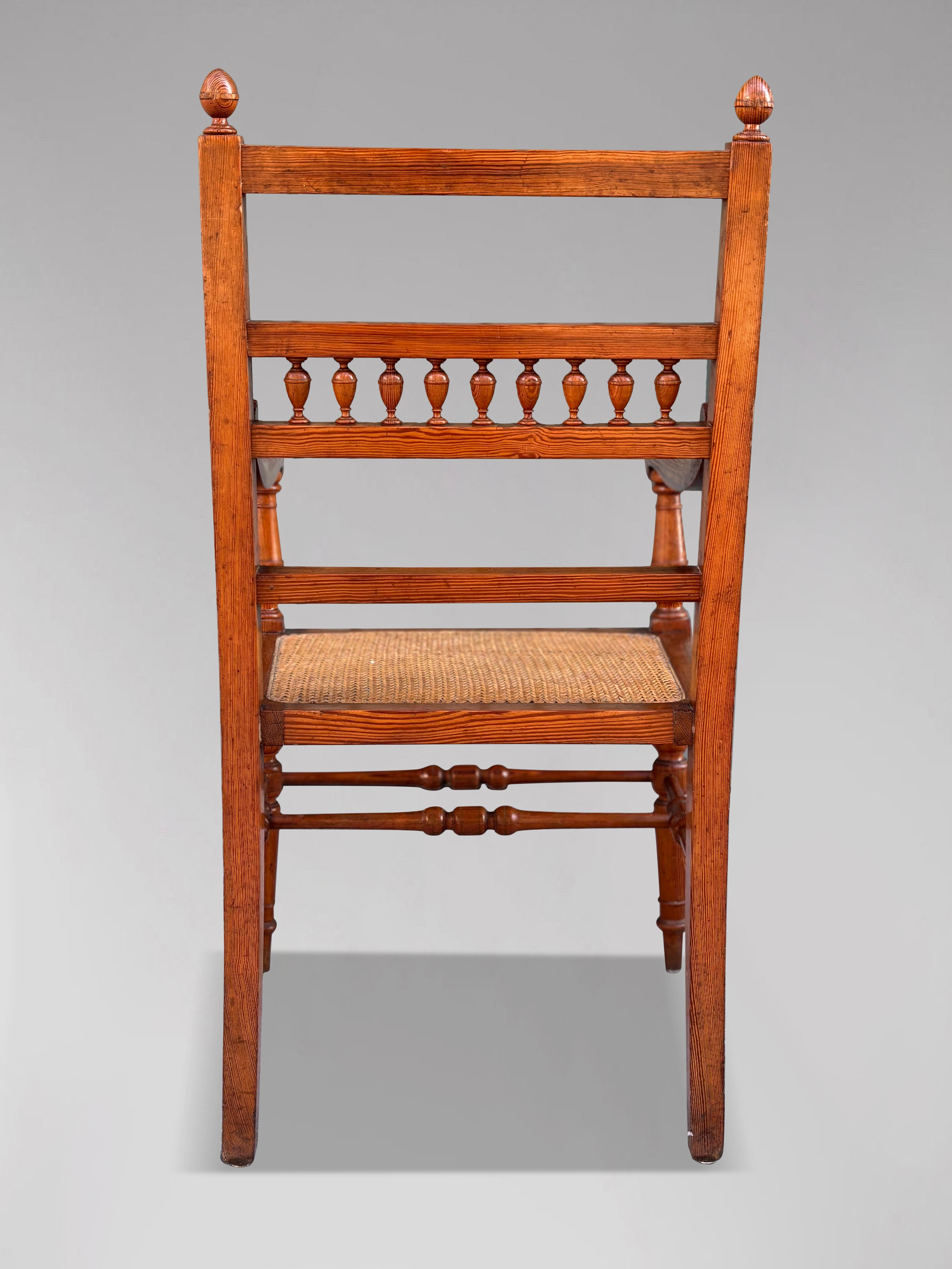 Pair of 19th Century Country Farmhouse Pitch Pine Armchairs For Sale 3