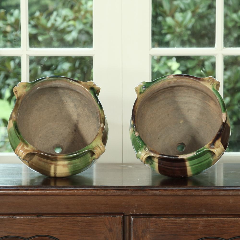 Pair of 19th Century Country French Earthenware Jardinières In Good Condition In Dallas, TX