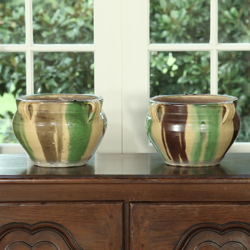 Late 19th Century Pair of 19th Century Country French Earthenware Jardinières