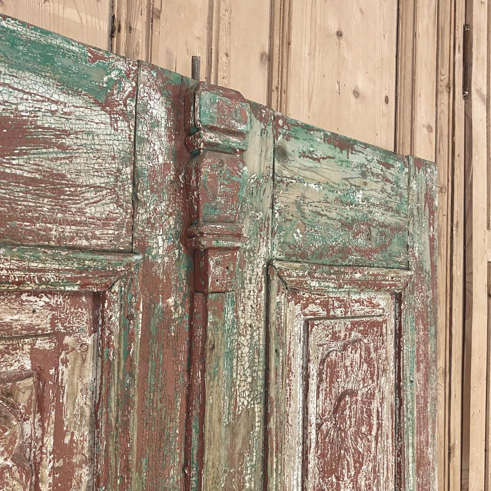 Pair of 19th Century Country French Painted Doors For Sale 3