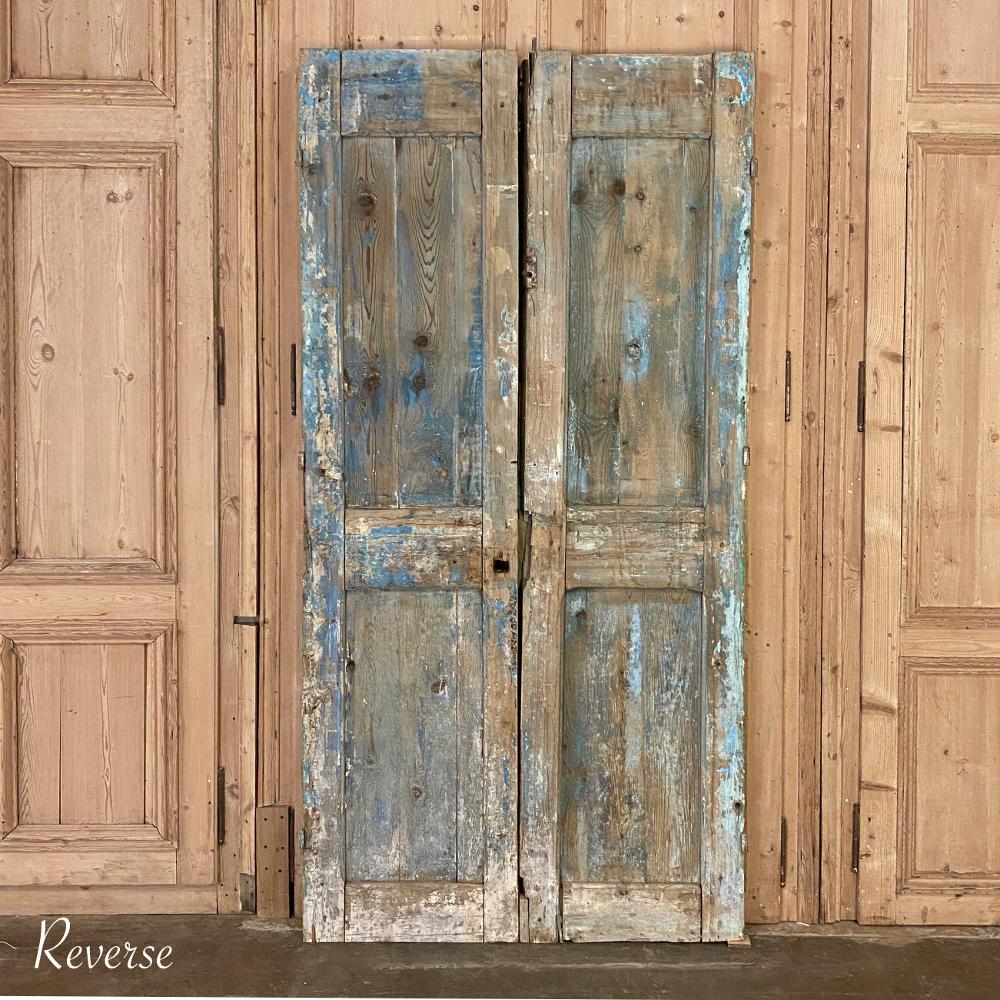 Pair of 19th Century Country French Painted Doors For Sale 4