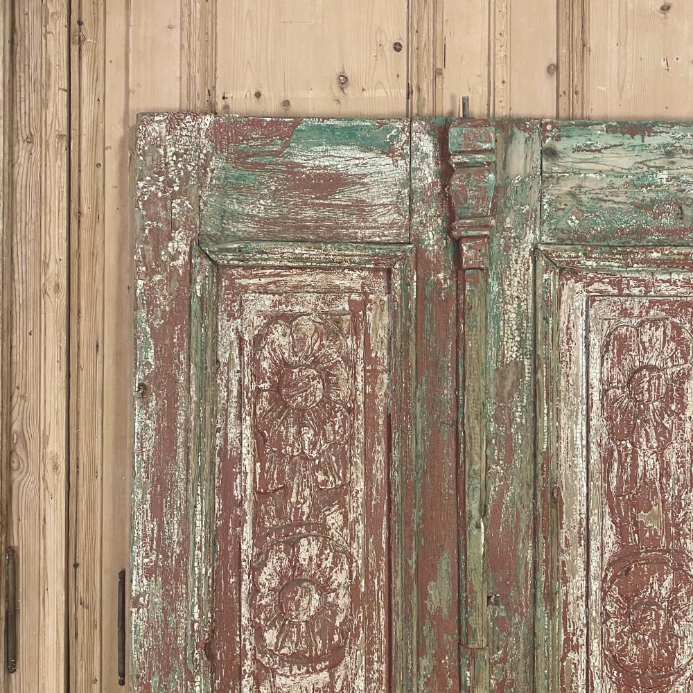 Hand-Crafted Pair of 19th Century Country French Painted Doors For Sale