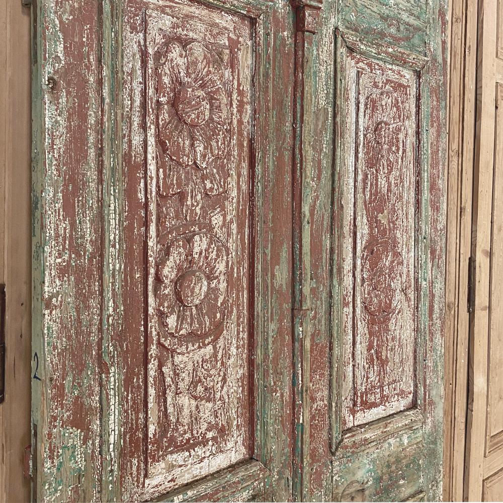 Pair of 19th Century Country French Painted Doors For Sale 2
