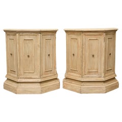 Antique Pair of 19th Century Country French Pine Console Cabinets with Storage