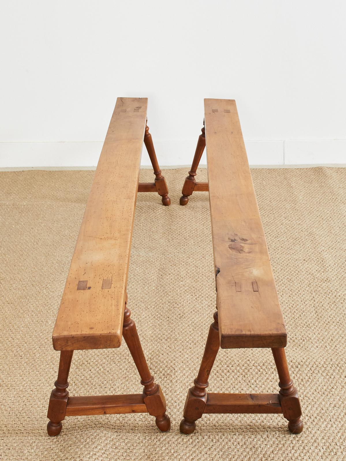 Pair of 19th Century Country French Provincial Farmhouse Benches In Good Condition For Sale In Rio Vista, CA