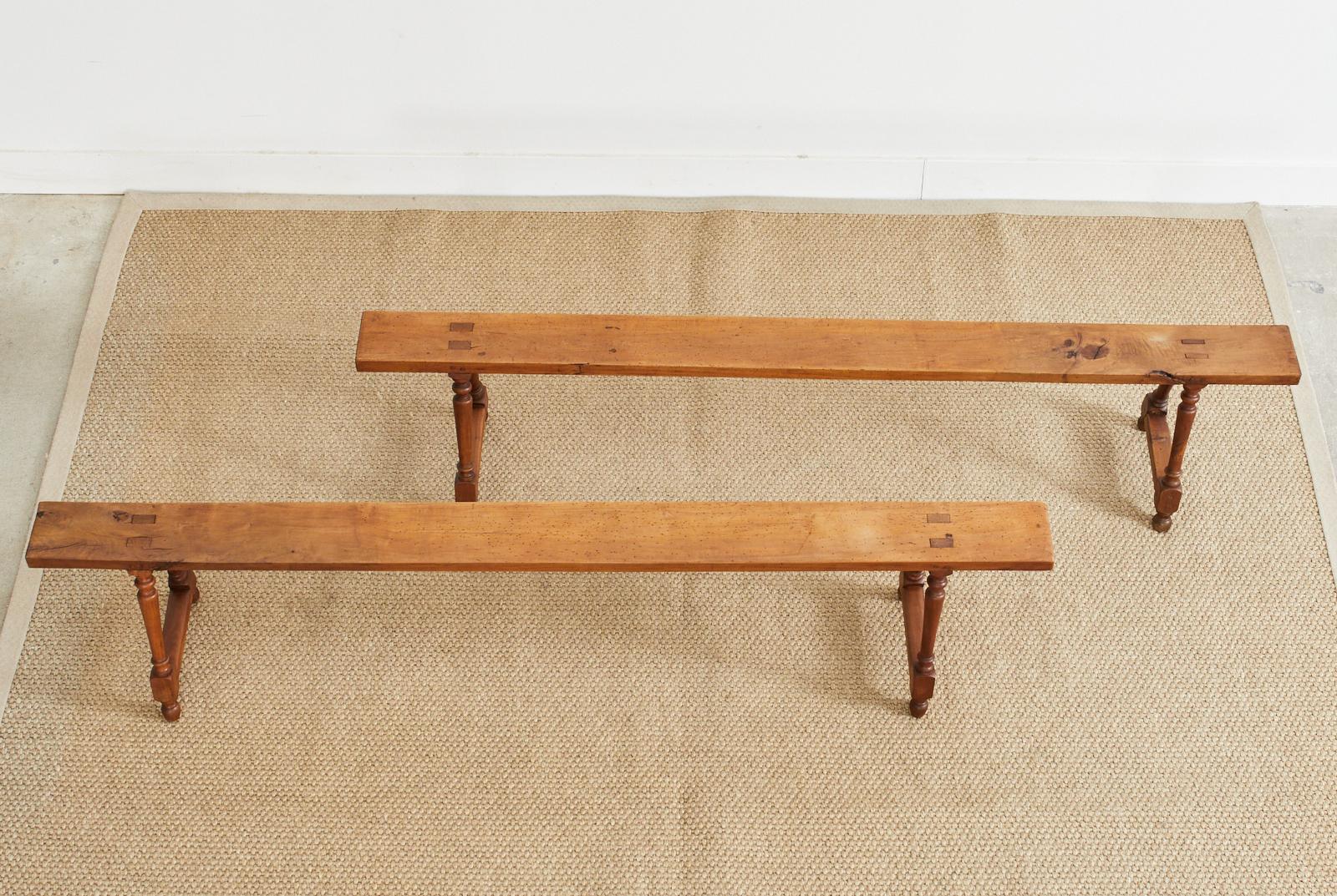 Pair of 19th Century Country French Provincial Farmhouse Benches For Sale 2