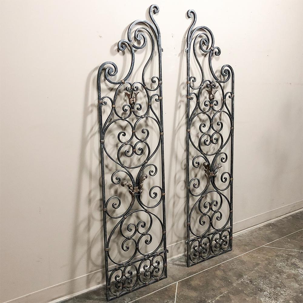 French Provincial Pair of 19th Century Country French Wrought Iron Garden Gates
