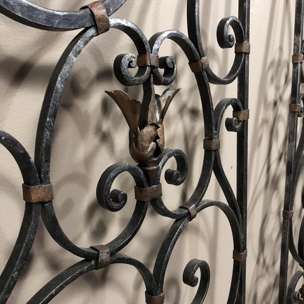 Forged Pair of 19th Century Country French Wrought Iron Garden Gates