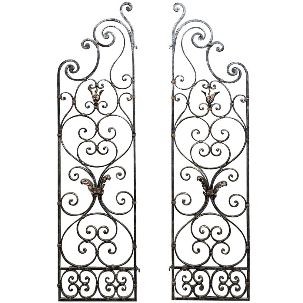 Pair of 19th Century Country French Wrought Iron Garden Gates