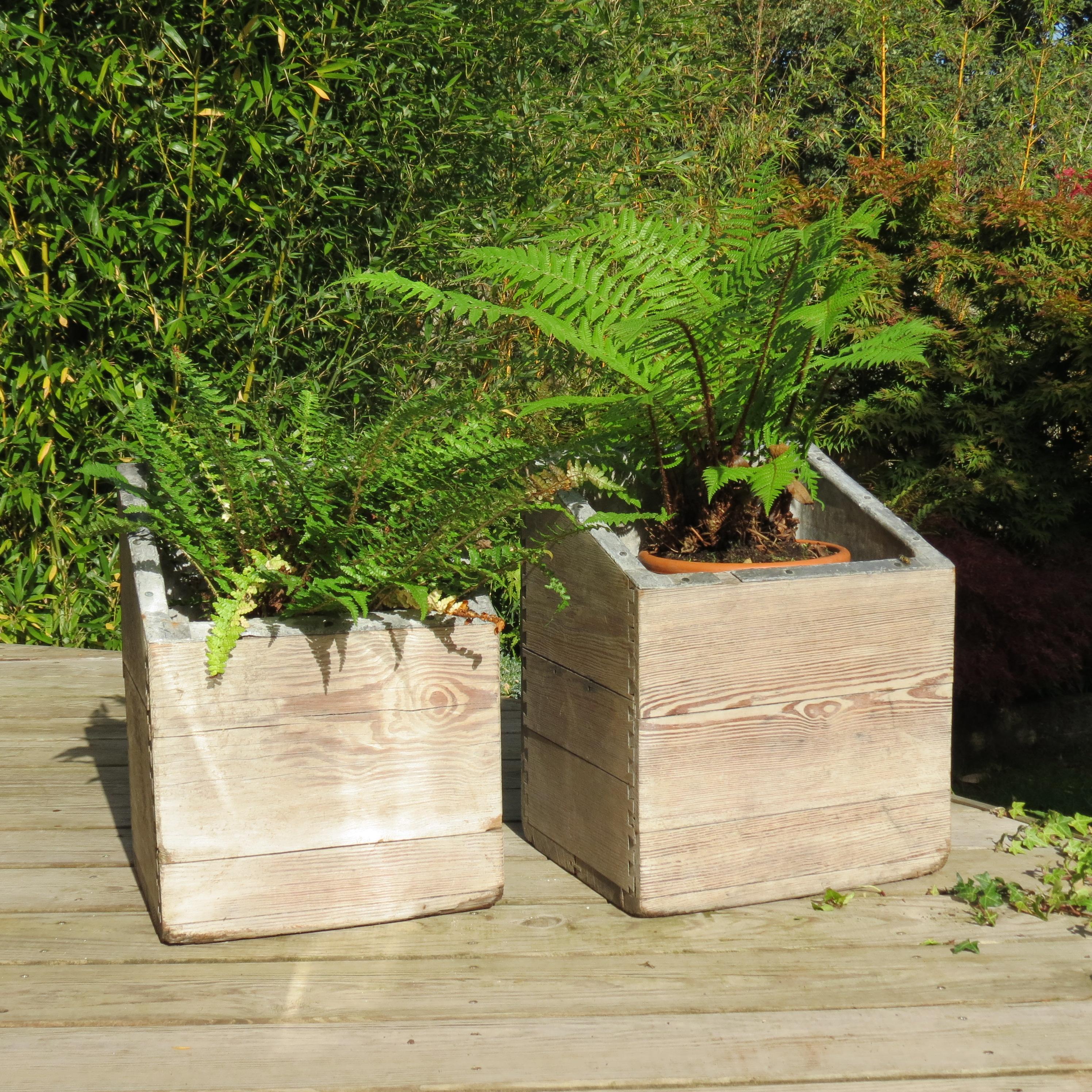 Pair of 19th Century Country Pine and Lead Lined Indoor or Outdoor Planters 7