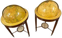 Pair of 19th Century Cruchley Terrestrial Library Globes with Compasses