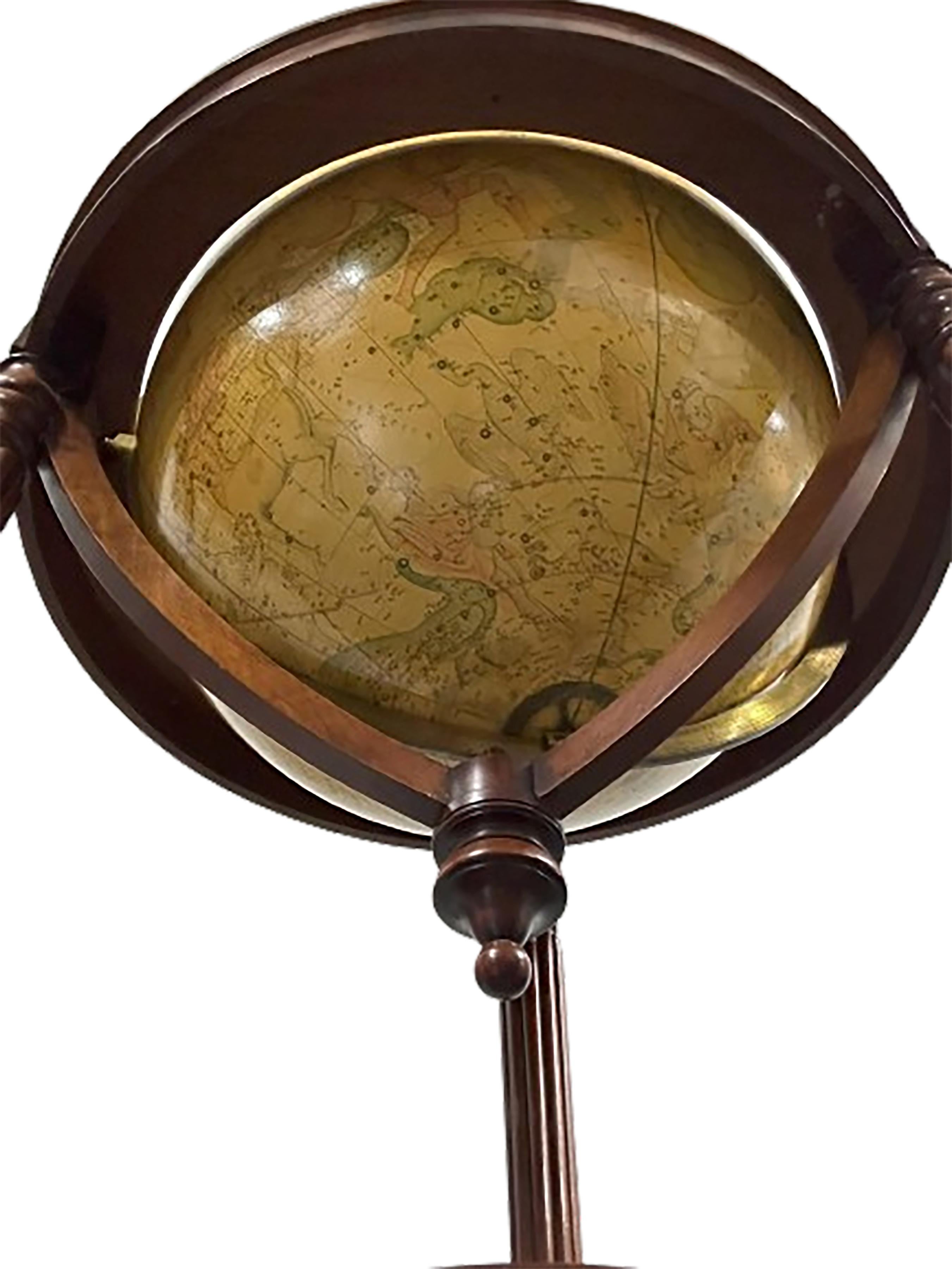 British Pair of 19th Century Cruchley Terrestrial Library Globes with Compasses  For Sale