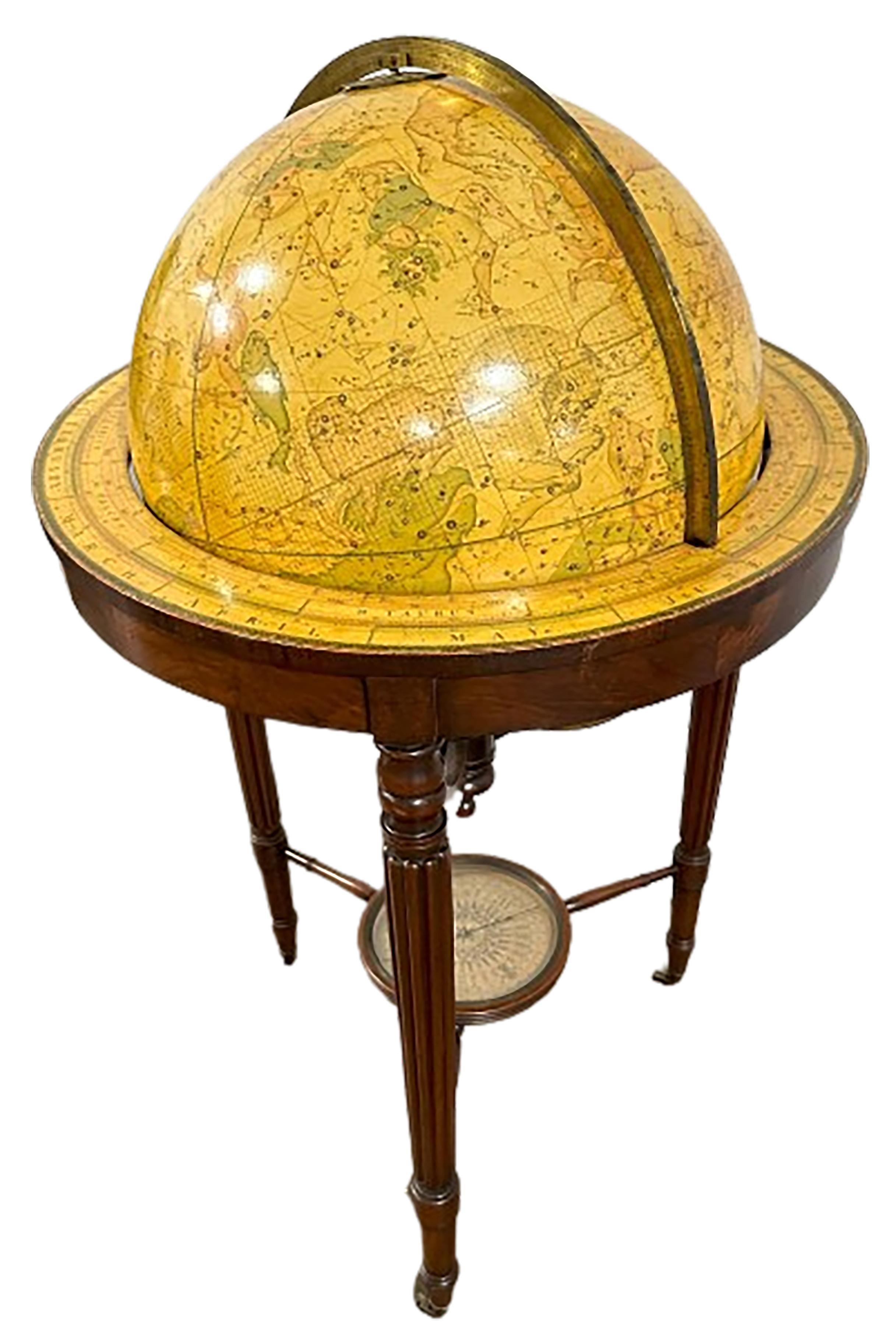 Ein Paar Cruchley Terrestrial Library Globes aus dem 19. Jahrhundert mit Kompasses  (Radiert) im Angebot