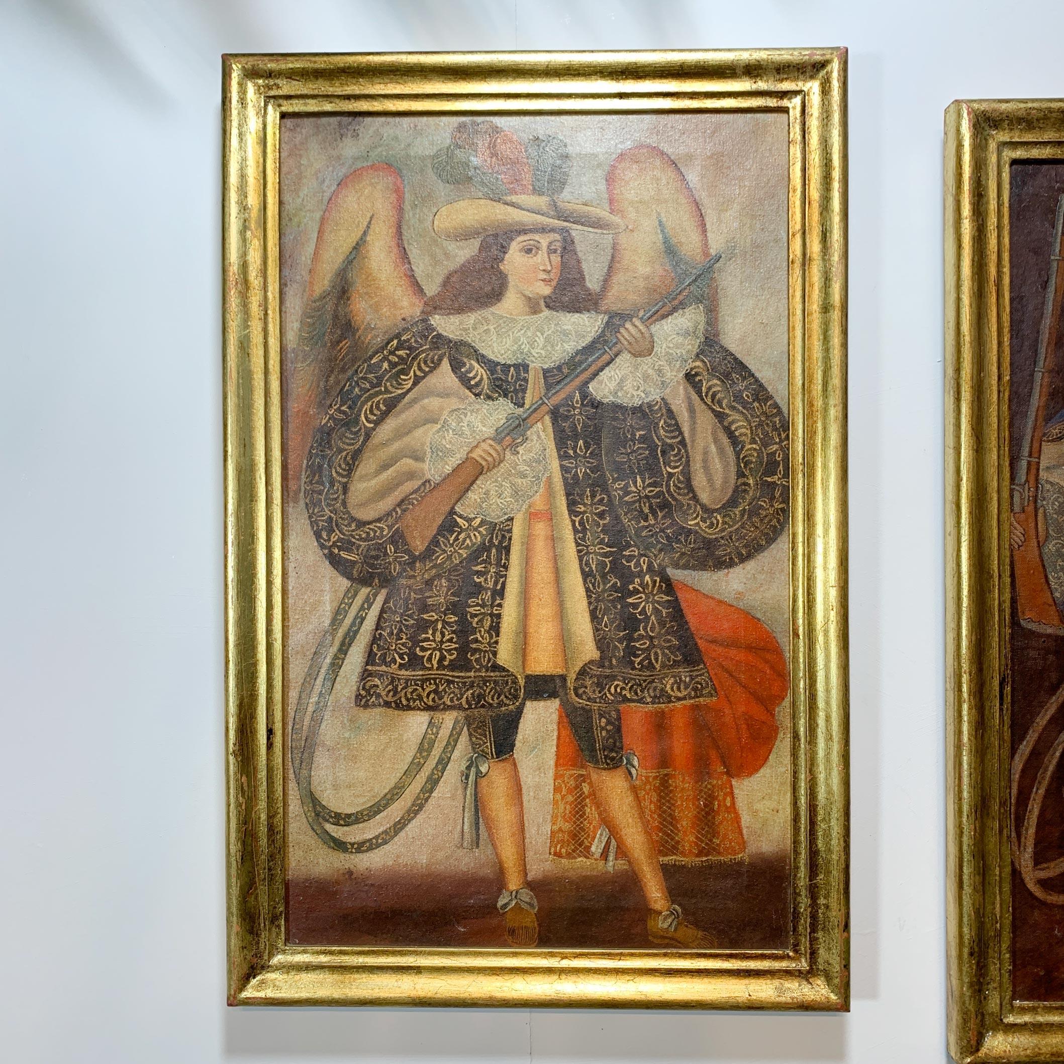 Pair of 19th Century Cuzco School Oil Paintings on Canvas In Good Condition In Hastings, GB