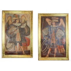 Used Pair of 19th Century Cuzco School Oil Paintings on Canvas