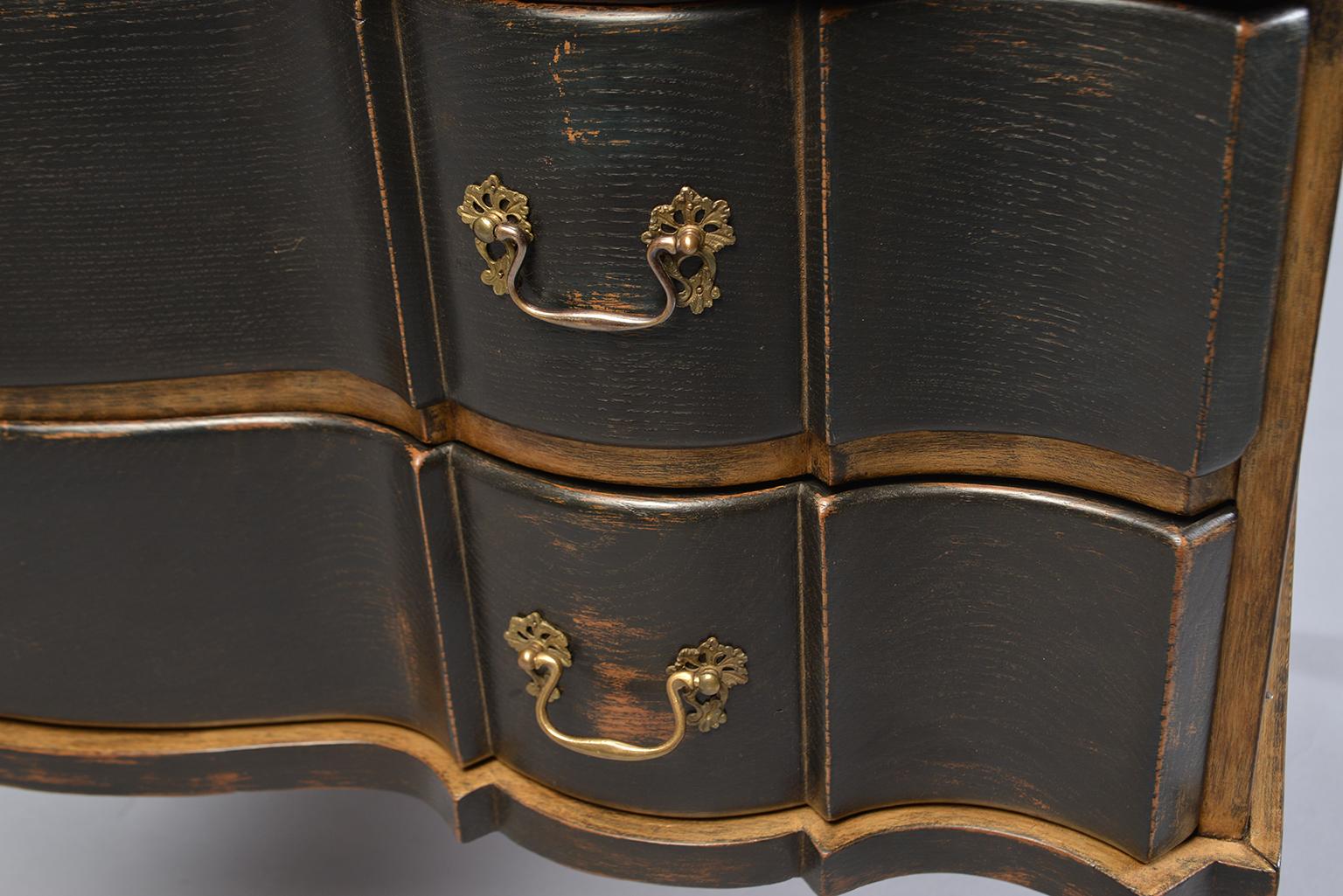 Pair of 19th Century Danish Painted and Gilded Oak Serpentine Chests 8