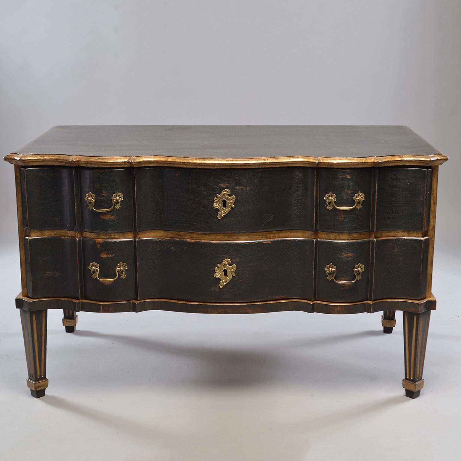 Pair of 19th Century Danish Painted and Gilded Oak Serpentine Chests 9