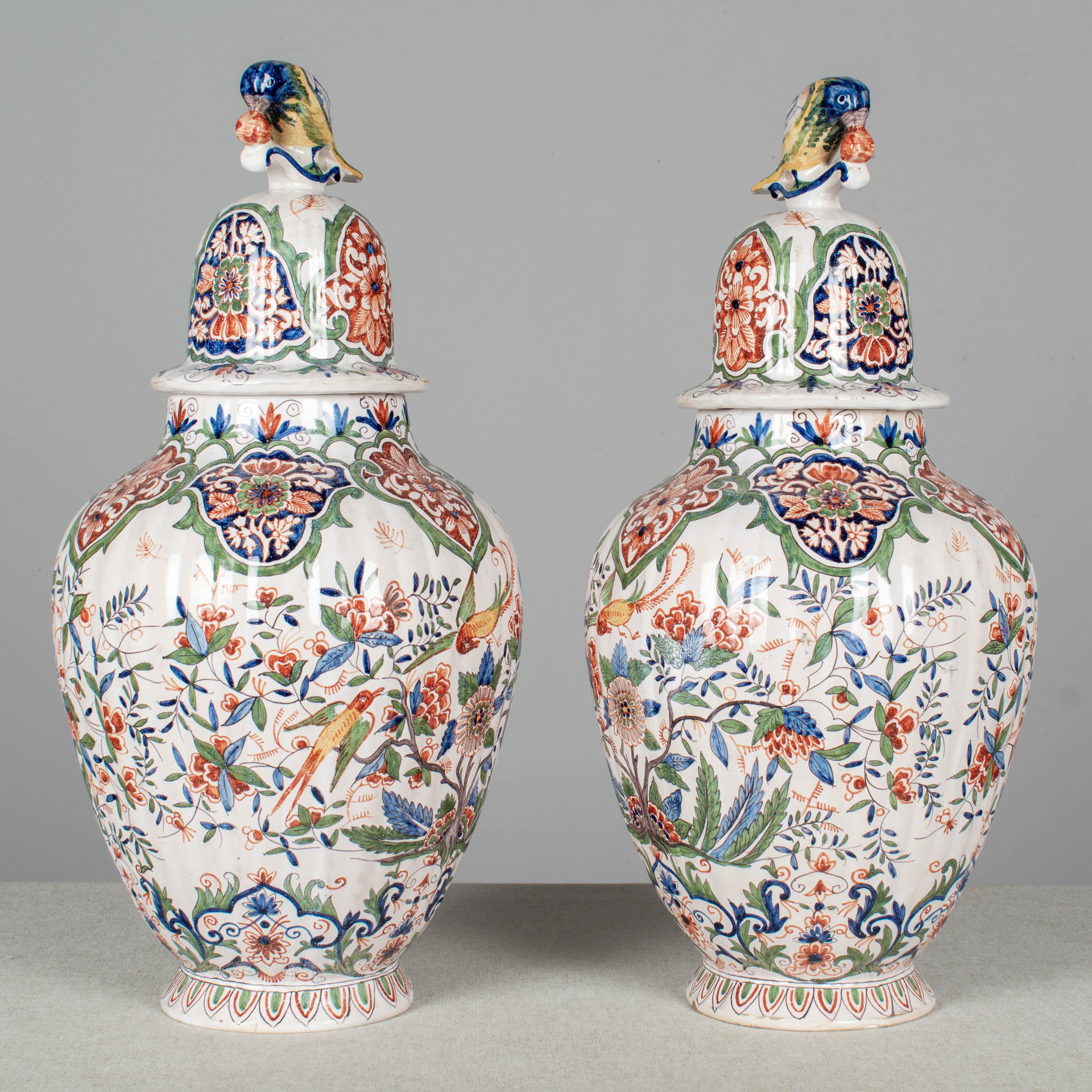 Dutch Pair of 19th Century Delft Faience Ginger Jars