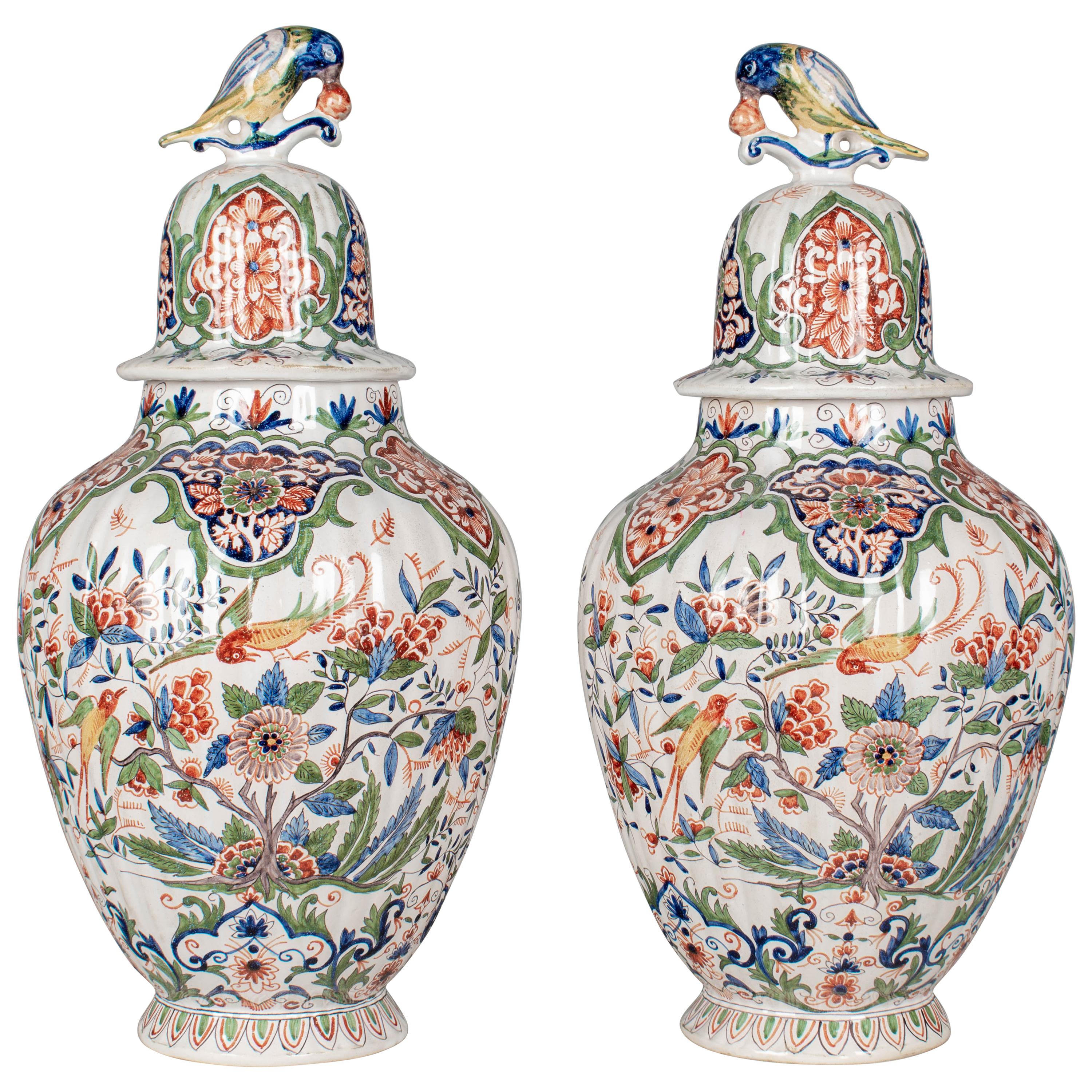 Pair of 19th Century Delft Faience Ginger Jars