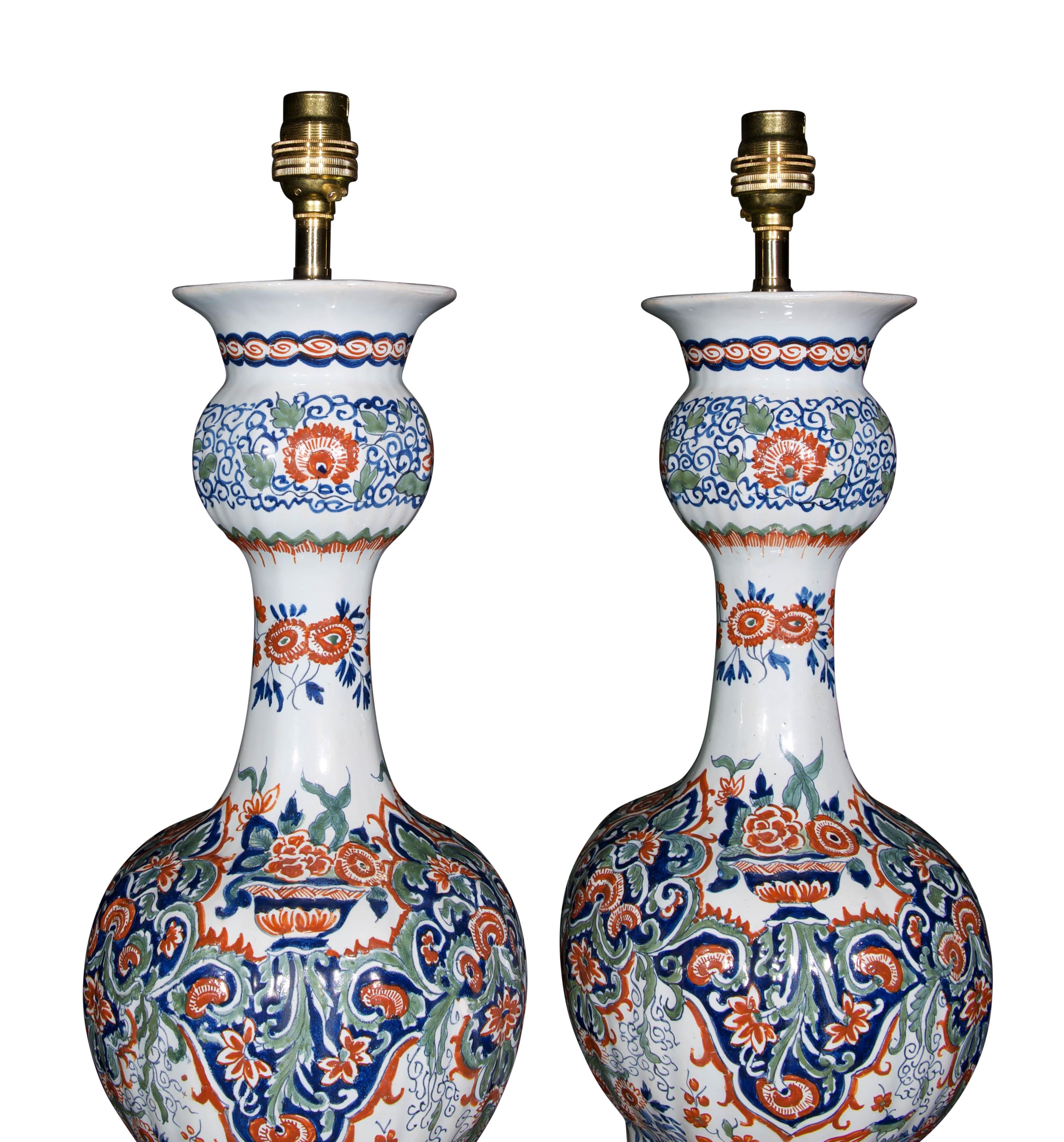 Dutch Pair of 19th Century Delft Kashmiri Antique Vases For Sale