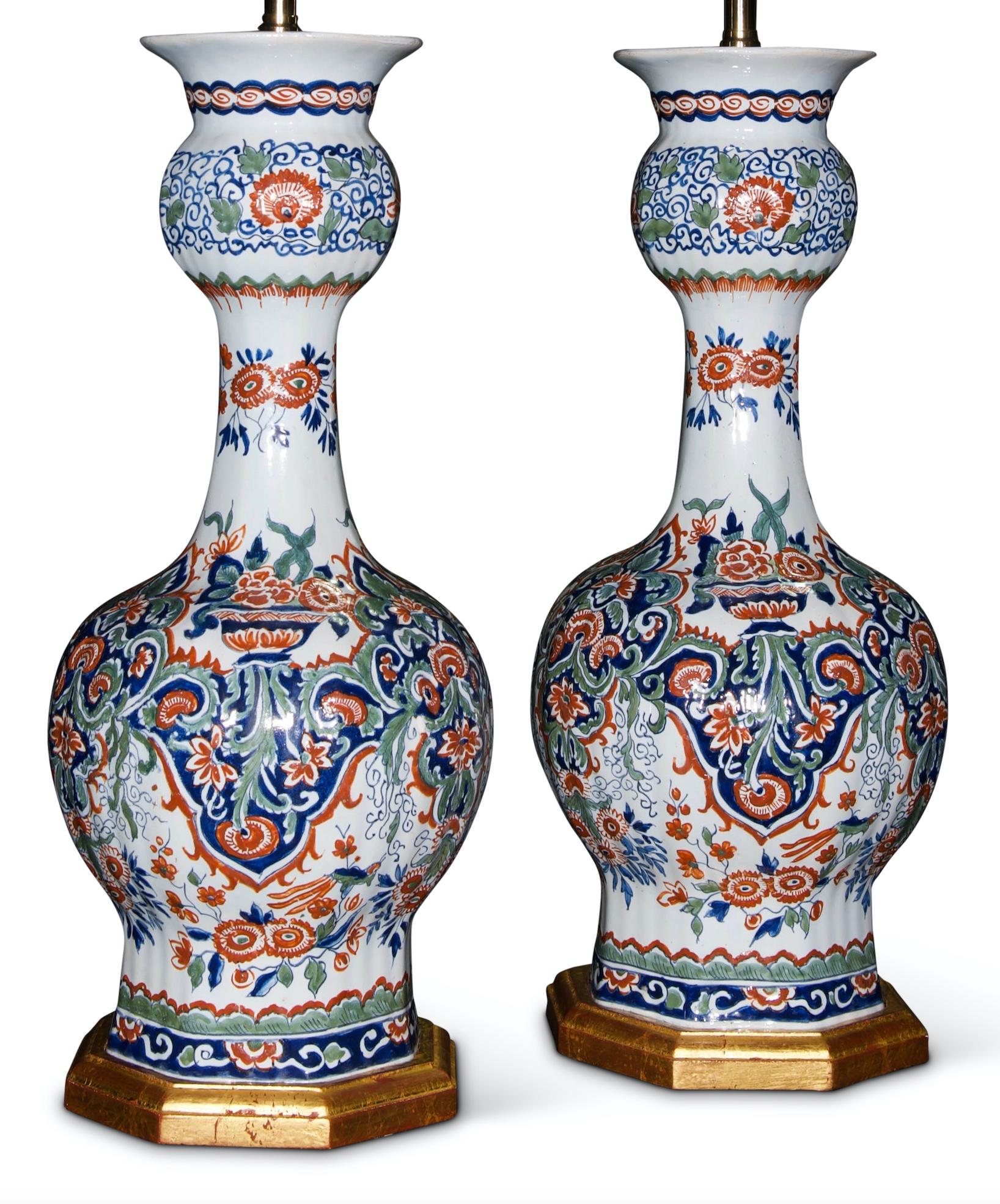 Glazed Pair of 19th Century Delft Kashmiri Antique Vases For Sale