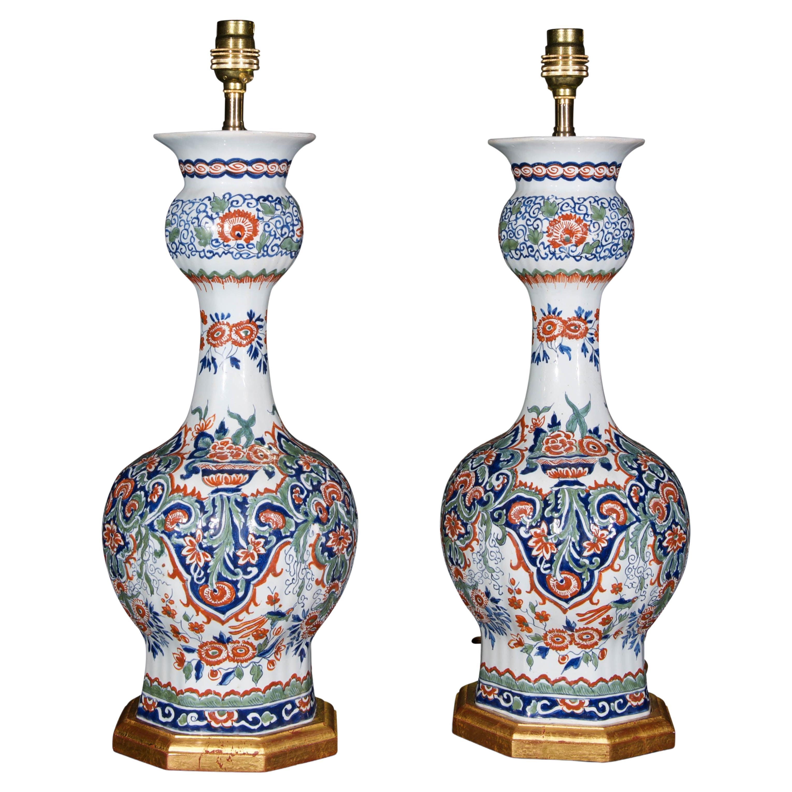 Pair of 19th Century Delft Kashmiri Antique Vases