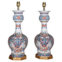 Paire de vases anciens Cachemire de Delft du 19ème siècle