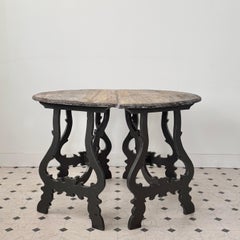 Pair of 19th Century Demi-Lune Console Tables From Toscana, Italy