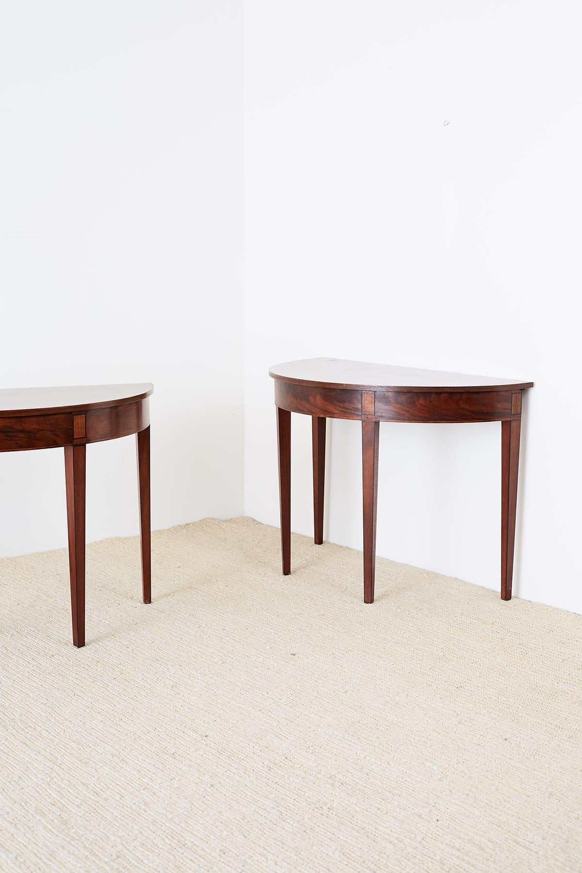 Pair of 19th Century Demilune Consoles Tables (Mahagoni)