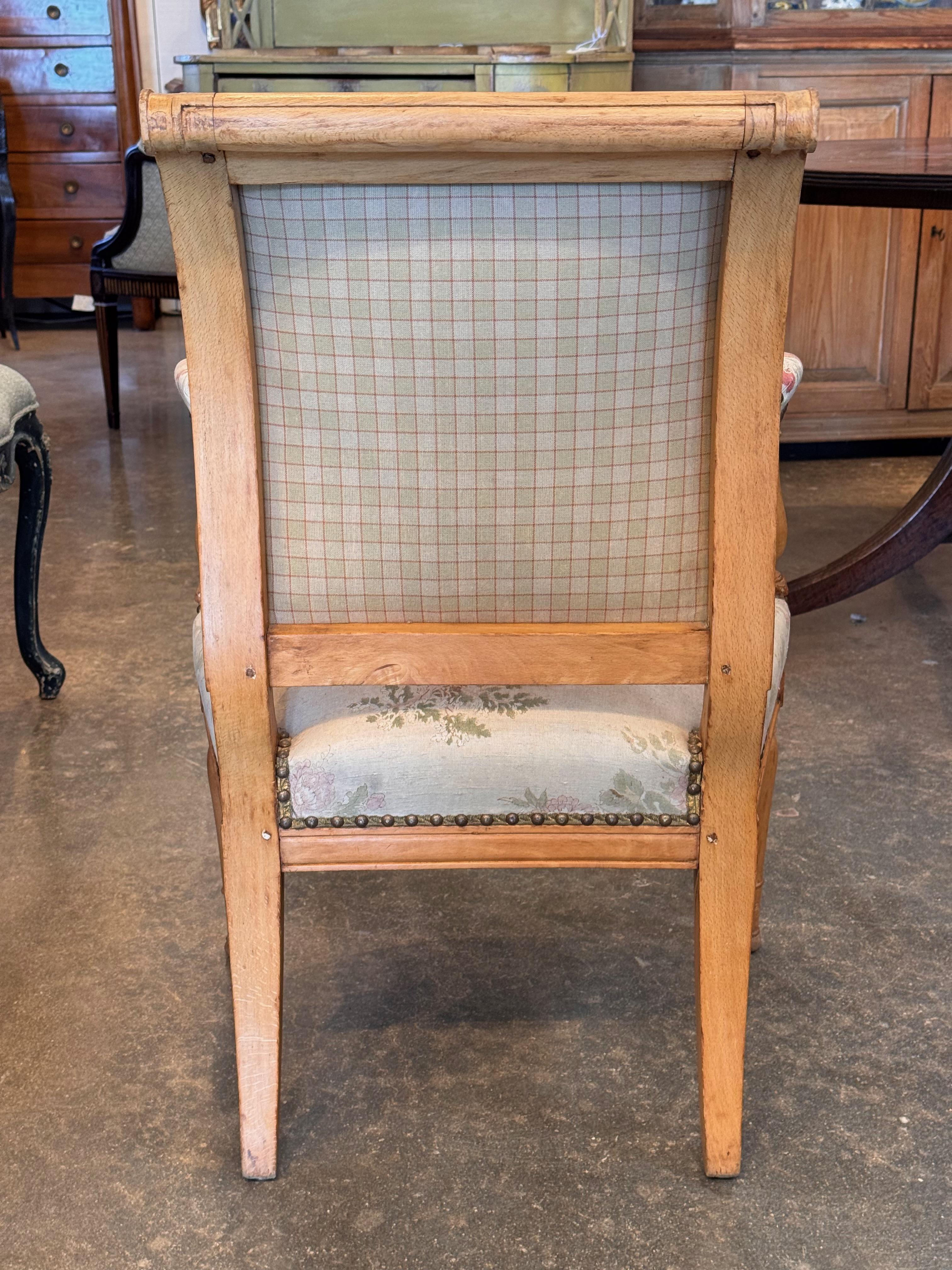 Pair of 19th Century Directoire Beechwood Fauteuils With Toile Upholstery 4