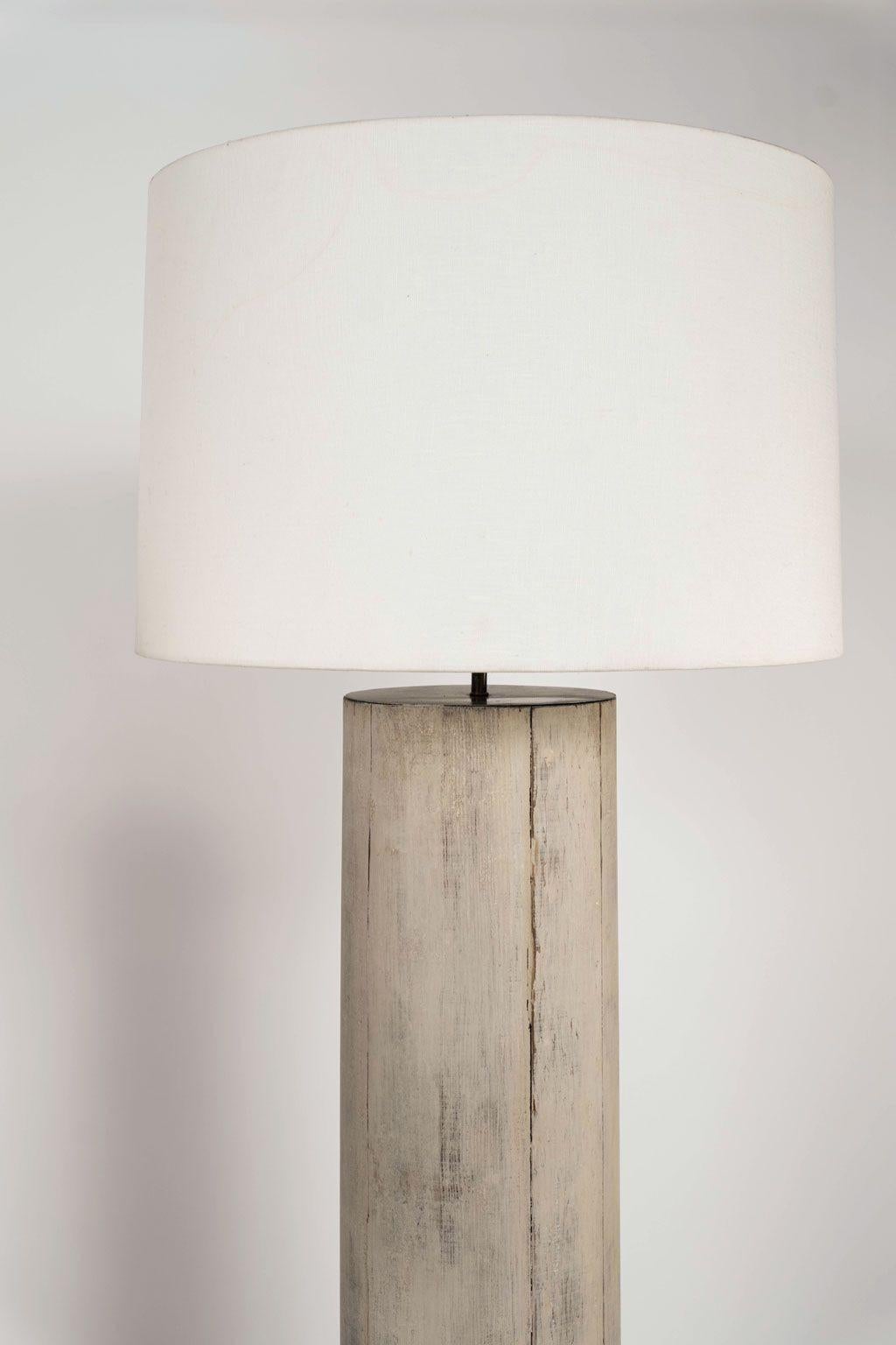Hand-Carved Pair of 19th Century Doric Column Floor Lamps For Sale