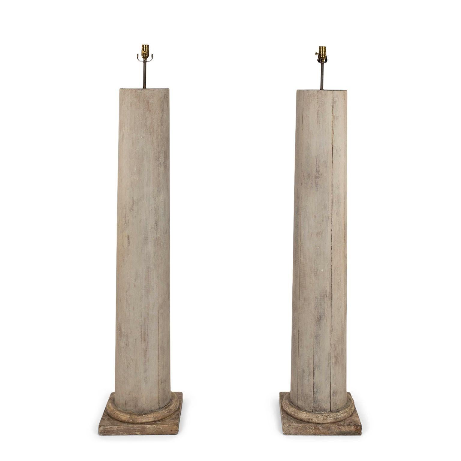 Pair of 19th Century Doric Column Floor Lamps In Good Condition For Sale In Houston, TX