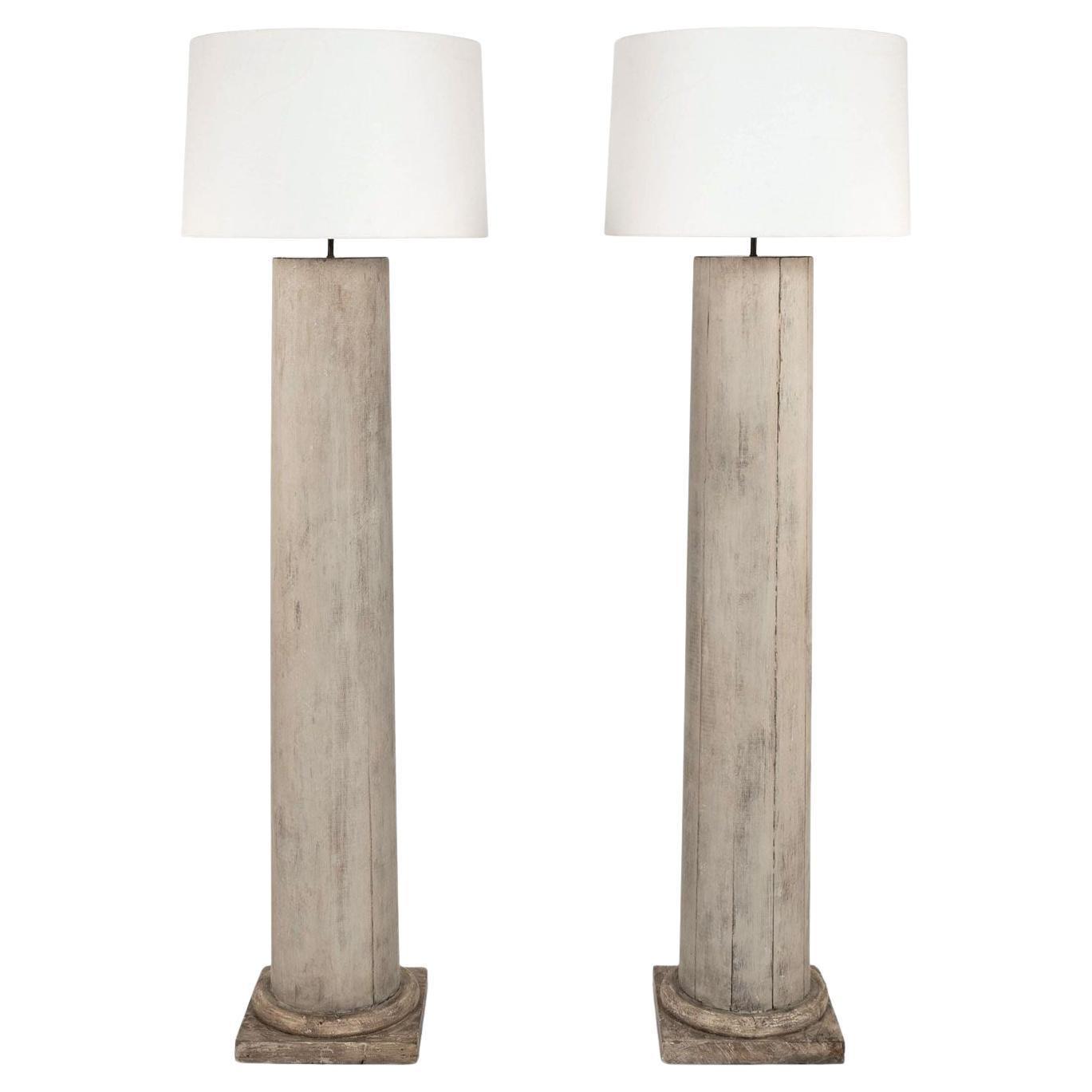 Pair of 19th Century Doric Column Floor Lamps For Sale