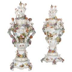 Pair of 19th Century Dresden Porcelain Vases