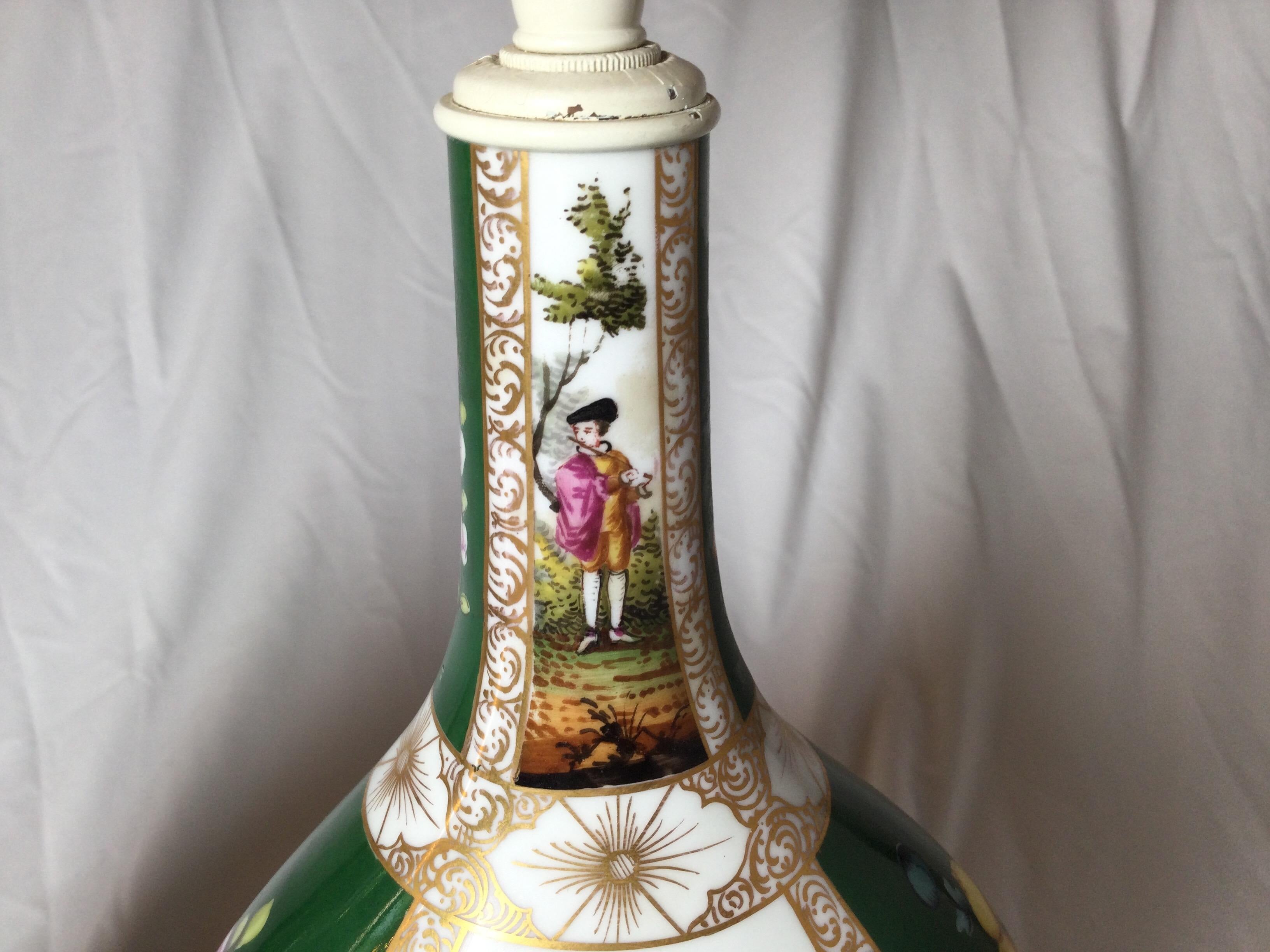 Pair of 19th Century Dresden Vases Now as Lamps 8
