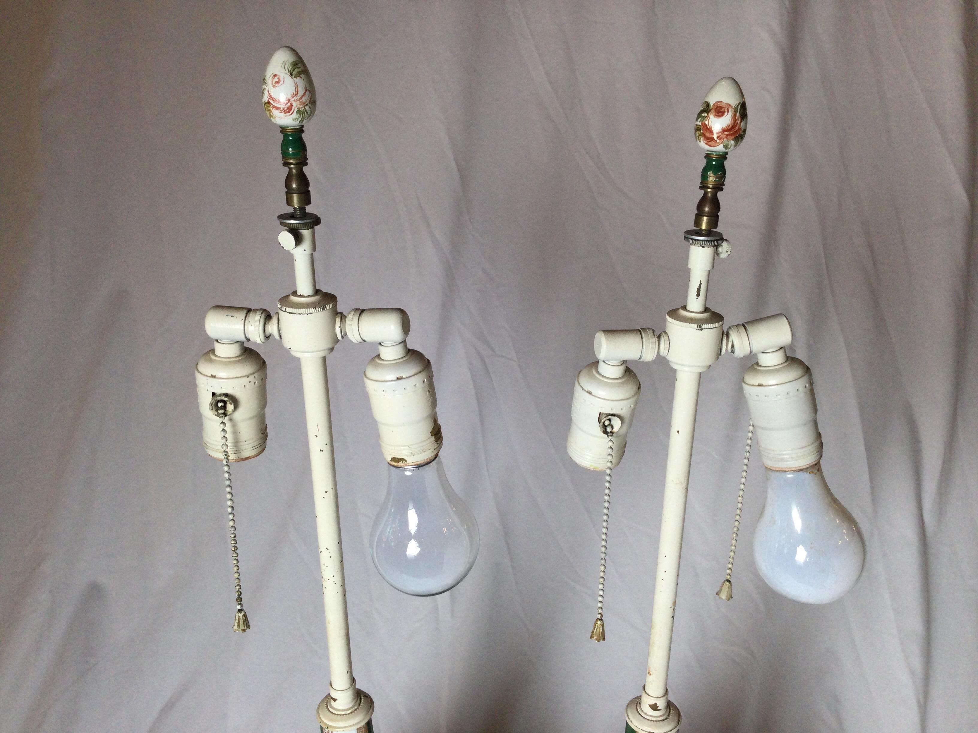 Pair of 19th Century Dresden Vases Now as Lamps In Good Condition In Lambertville, NJ