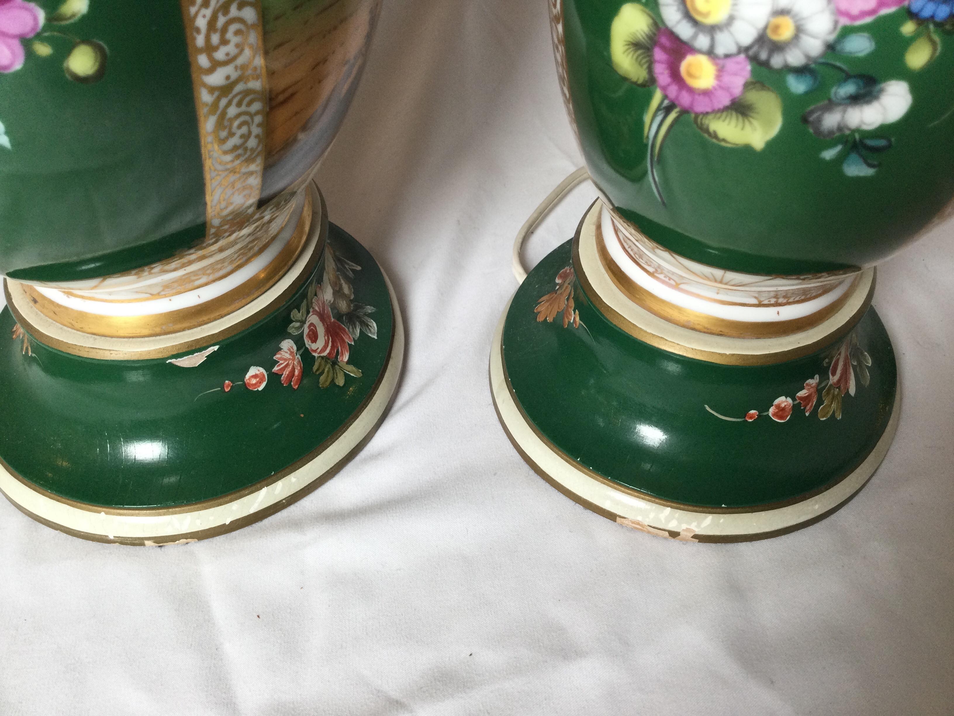 Pair of 19th Century Dresden Vases Now as Lamps 2