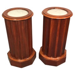 Used Pair of 19th Century Drum Cabinets, Germany 1820-30, Mahogany