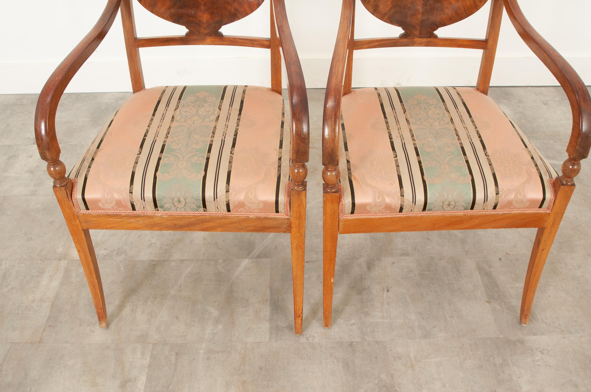 Fabric Pair of 19th Century Dutch Arm Chairs For Sale